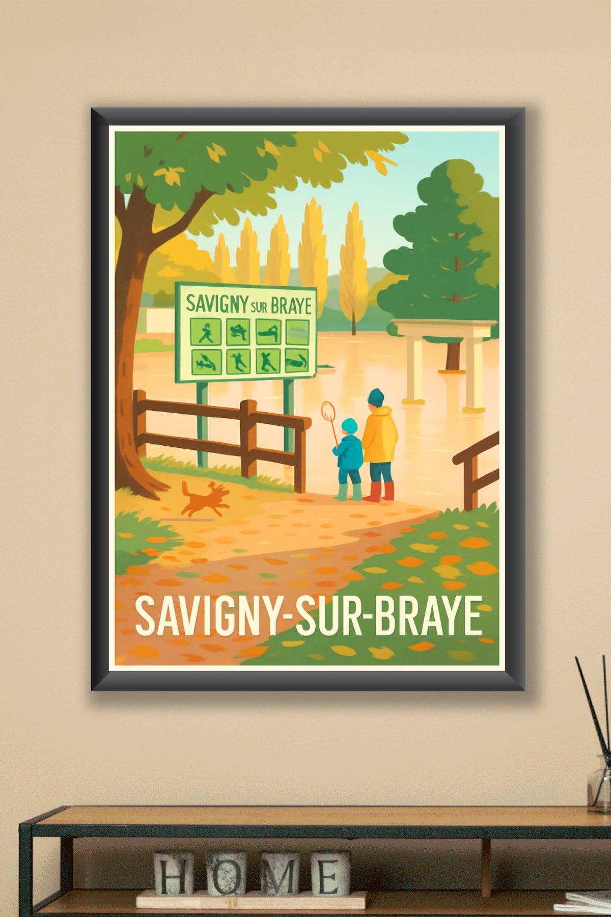 Affiche Savigny-sur-Braye — Douceur Automnale au Bord de l'Eau · poster d'art de Savigny-sur-Braye