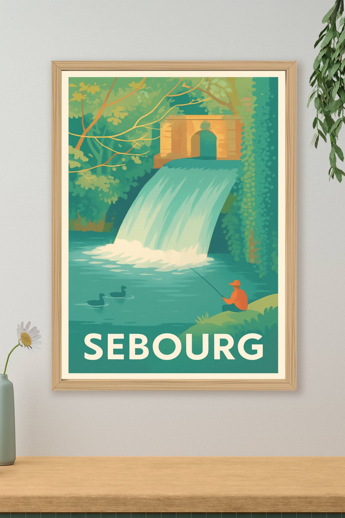 Affiche Sebourg — Tranquillité au bord de la cascade · poster d'art de Sebourg