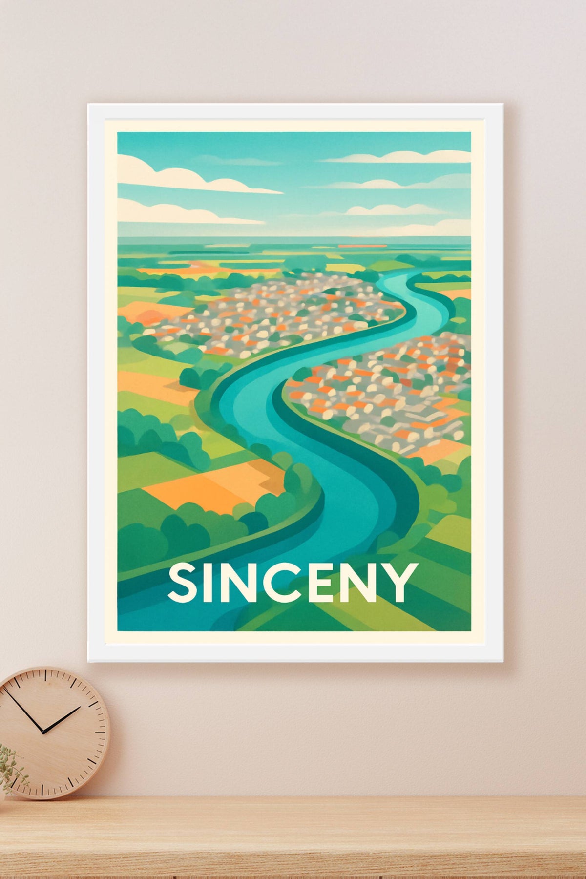 Affiche Sinceny — Harmonie naturelle au fil de l'eau · poster d'art de Sinceny