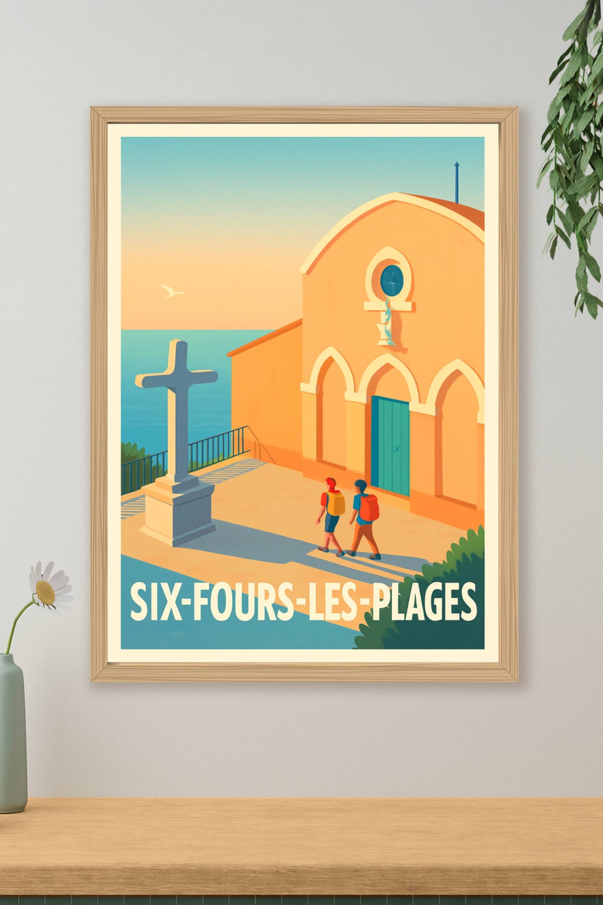 Affiche Six-Fours-les-Plages — Promenade en bord de mer au crépuscule · poster d'art de Six-Fours-les-Plages
