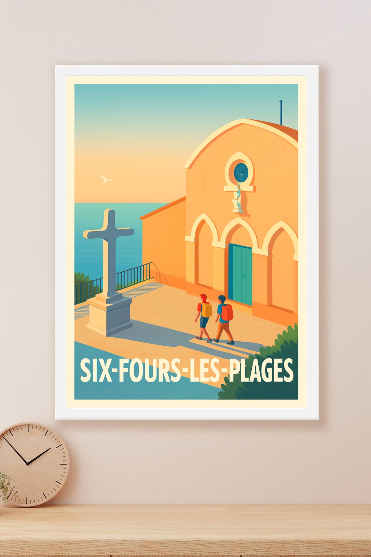 Affiche Six-Fours-les-Plages — Promenade en bord de mer au crépuscule · poster d'art de Six-Fours-les-Plages