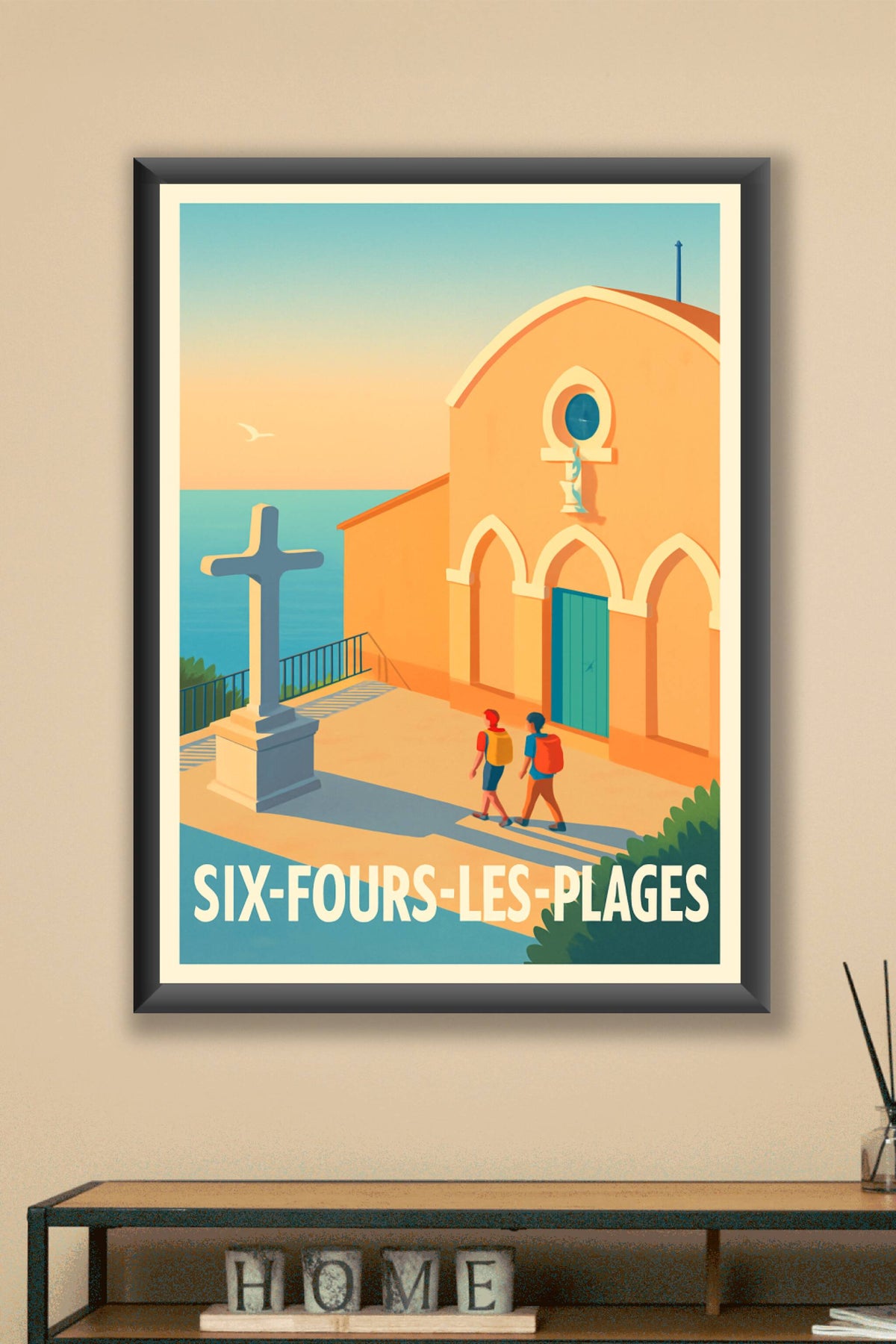 Affiche Six-Fours-les-Plages — Promenade en bord de mer au crépuscule · poster d'art de Six-Fours-les-Plages
