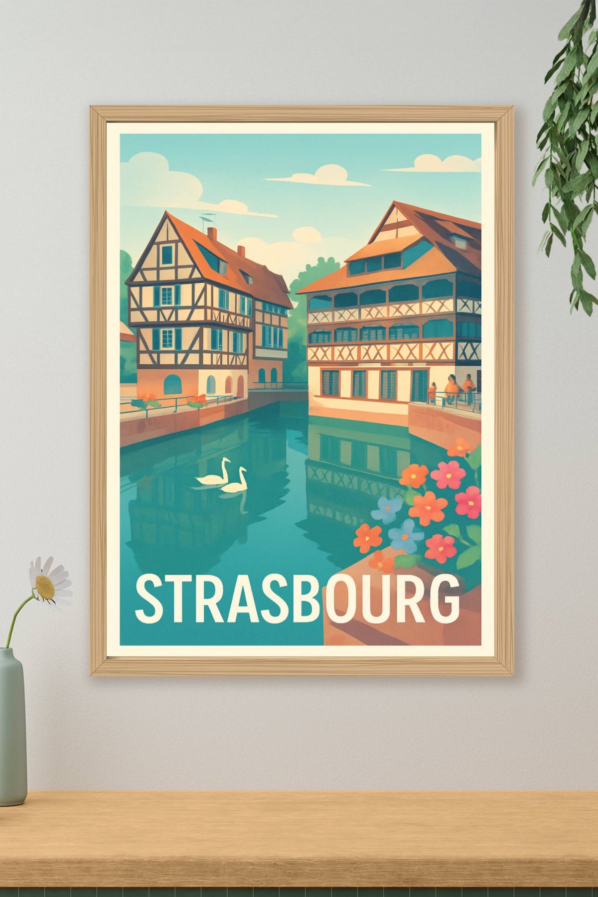 Affiche Strasbourg — Charme et sérénité au fil de l'eau · poster d'art de Strasbourg