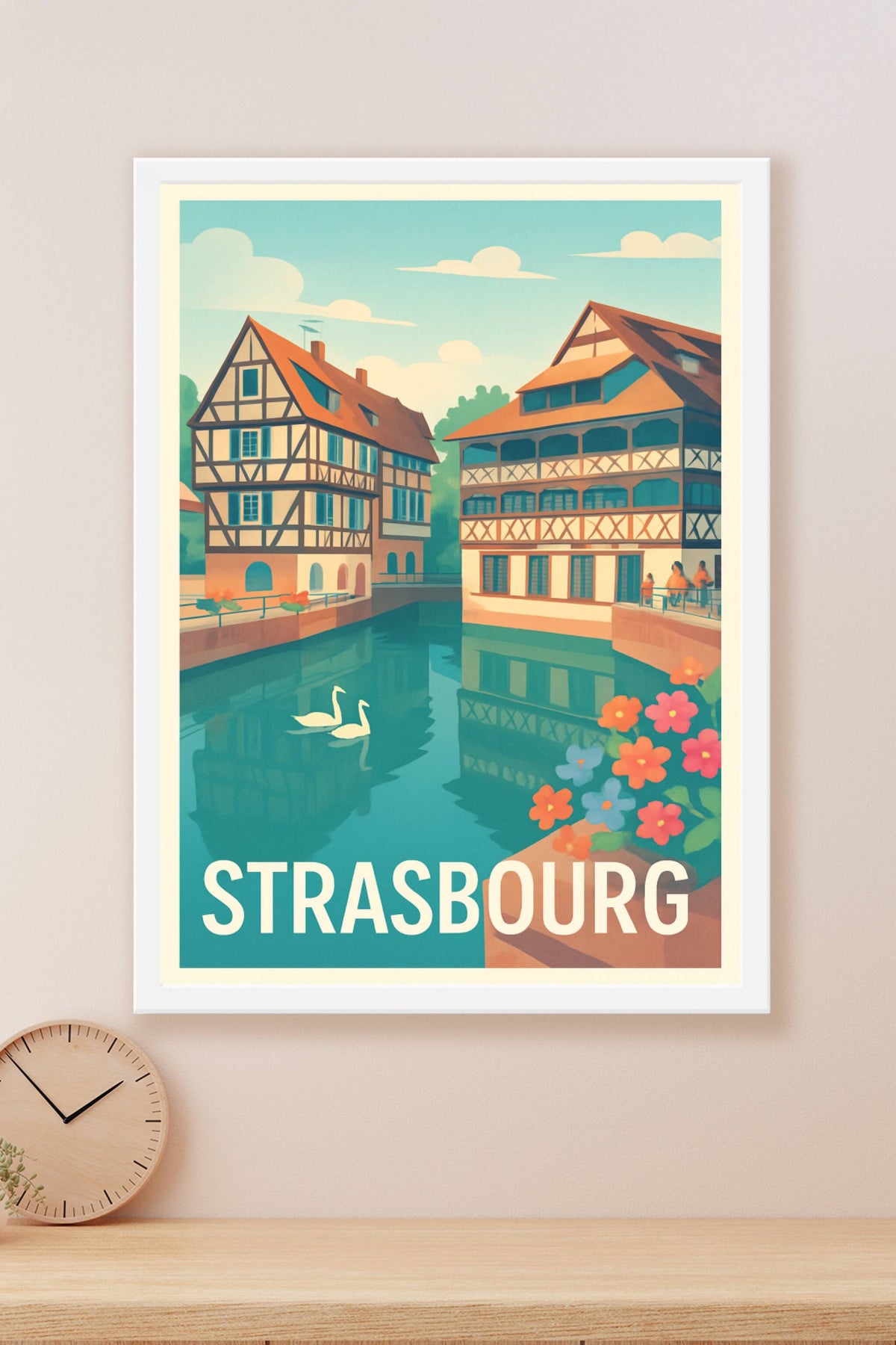 Affiche Strasbourg — Charme et sérénité au fil de l'eau · poster d'art de Strasbourg