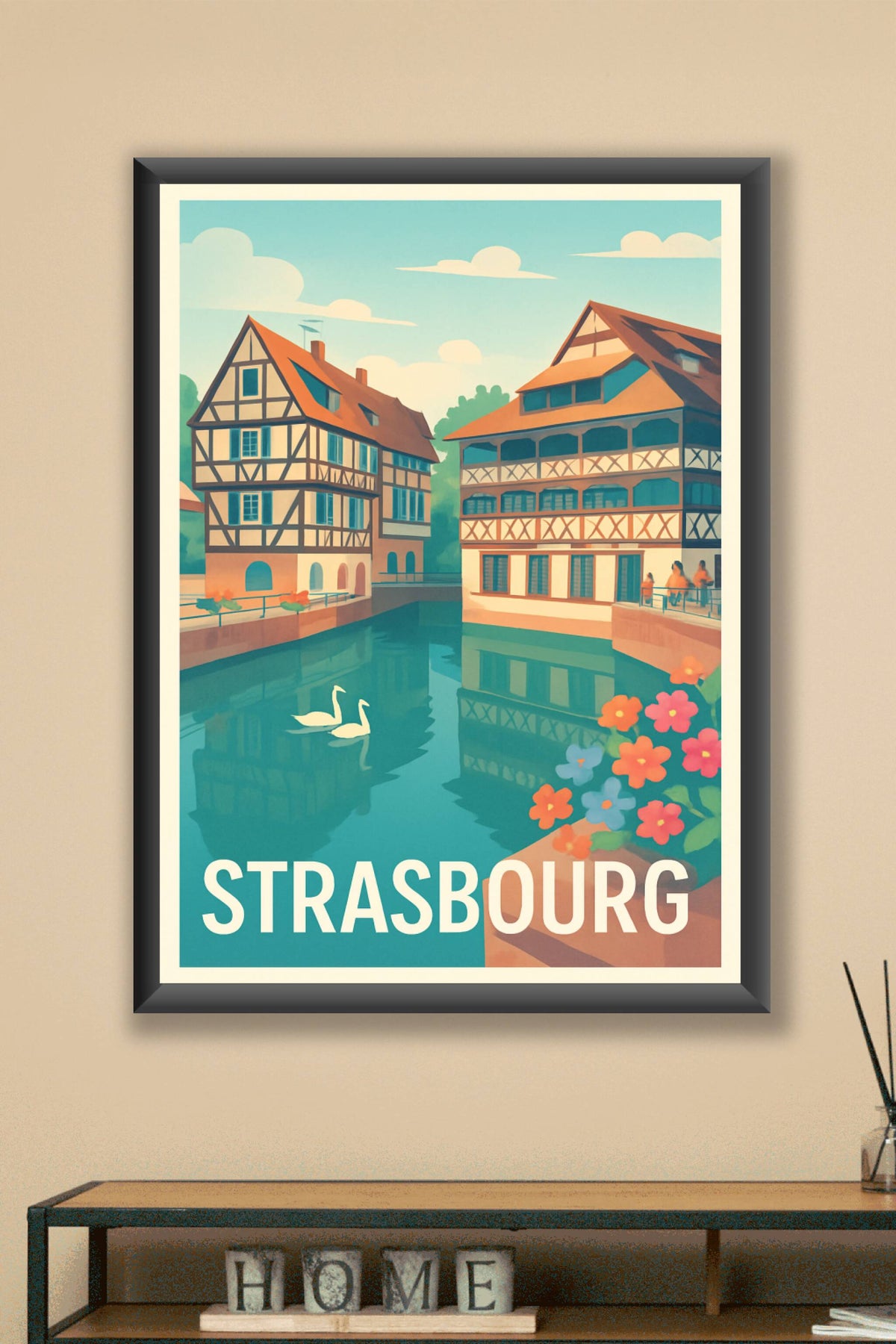 Affiche Strasbourg — Charme et sérénité au fil de l'eau · poster d'art de Strasbourg