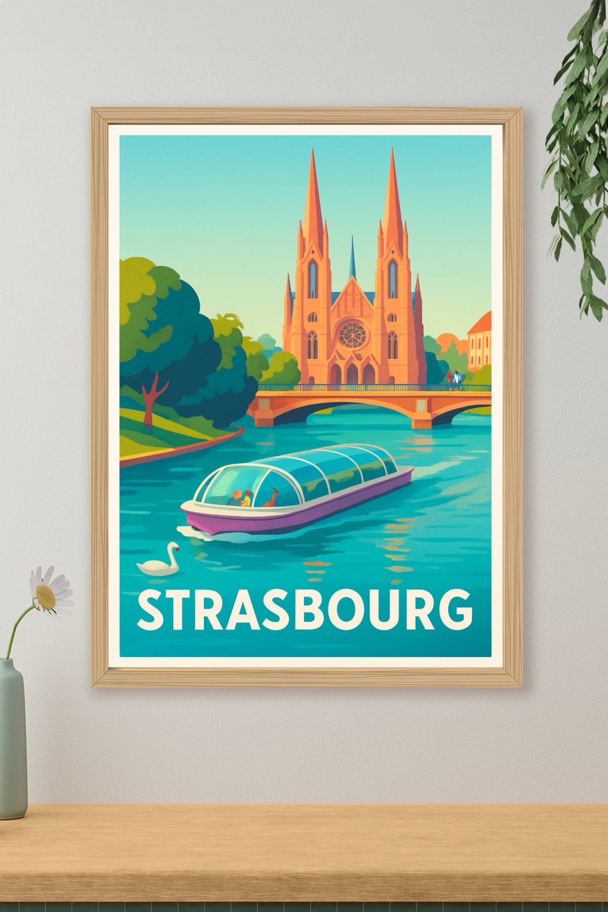 Affiche Strasbourg — Promenade romantique sur l'Ill · poster d'art de Strasbourg