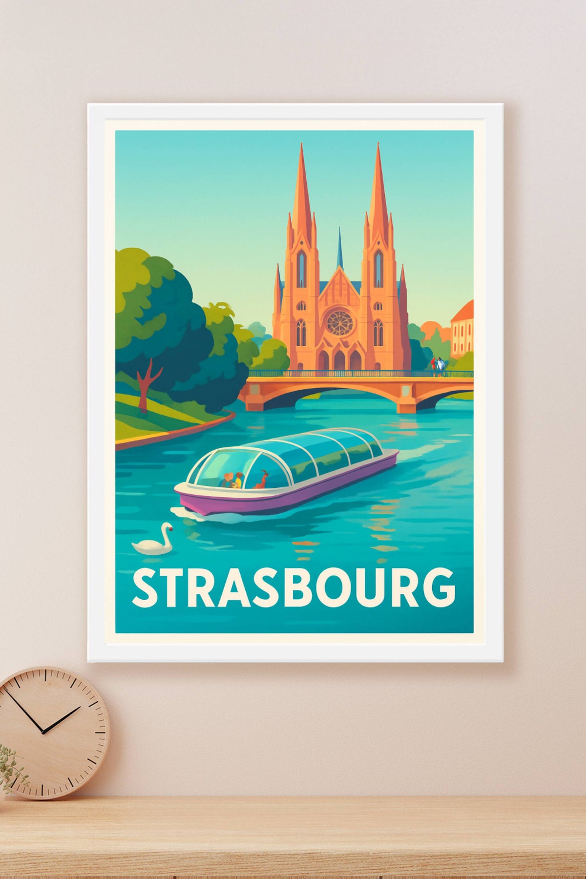 Affiche Strasbourg — Promenade romantique sur l'Ill · poster d'art de Strasbourg