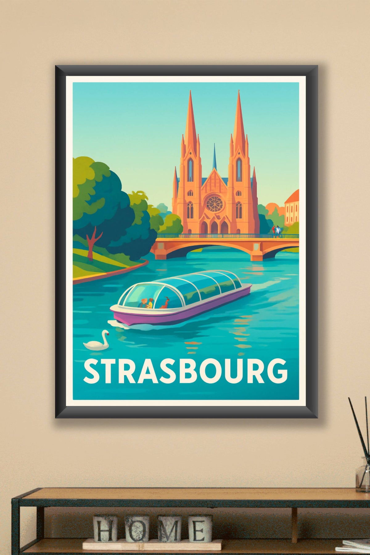 Affiche Strasbourg — Promenade romantique sur l'Ill · poster d'art de Strasbourg