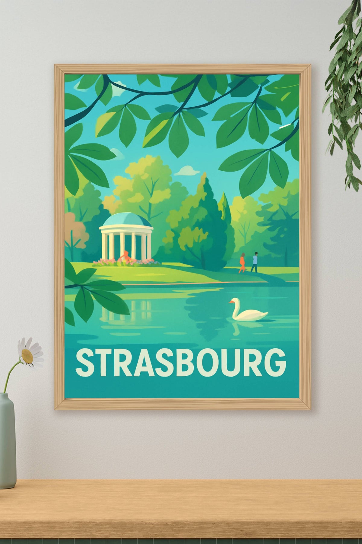 Affiche Strasbourg — Harmonie verte et sérénité au jardin · poster d'art de Strasbourg