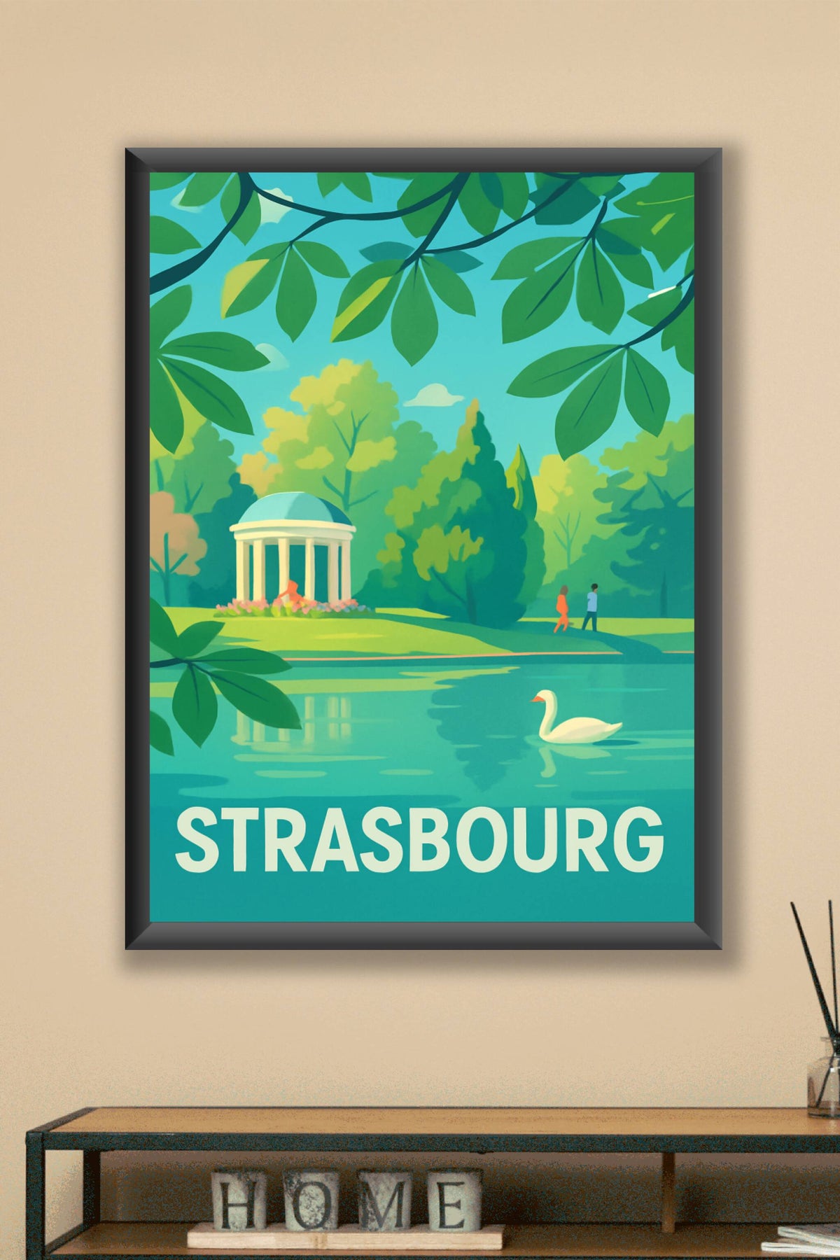 Affiche Strasbourg — Harmonie verte et sérénité au jardin · poster d'art de Strasbourg