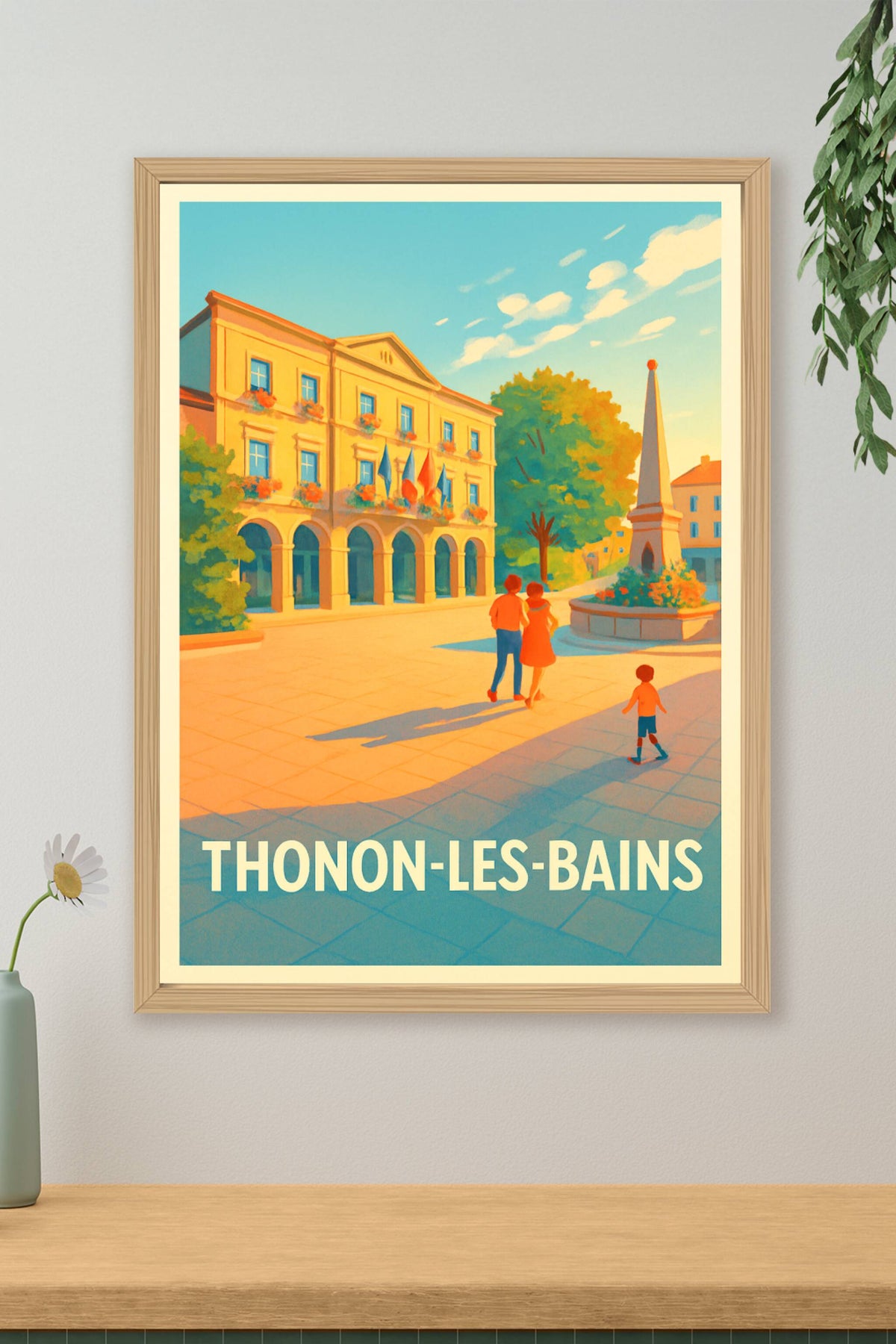 Affiche Thonon-les-Bains — Lumières et douceur au cœur de la ville · poster d'art de Thonon-les-Bains