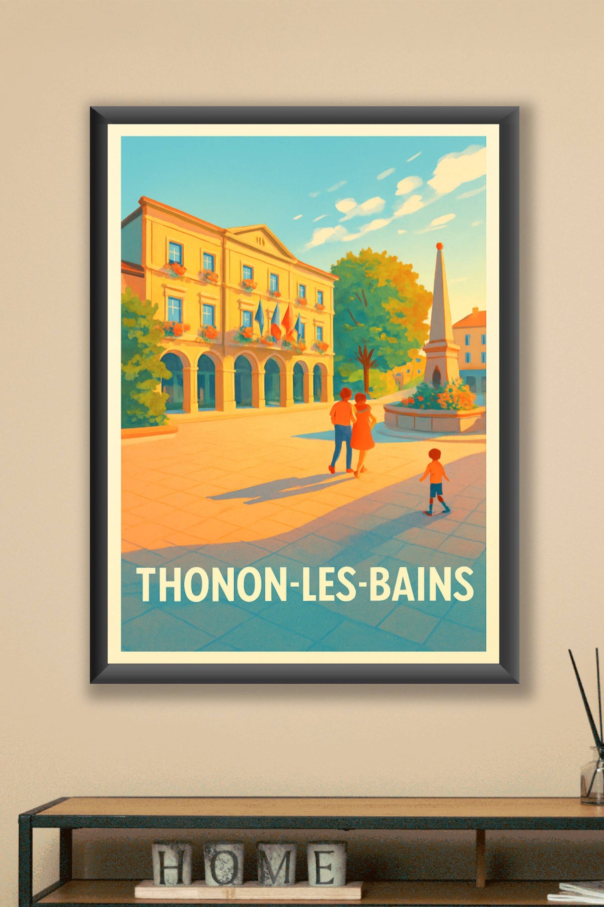 Affiche Thonon-les-Bains — Lumières et douceur au cœur de la ville · poster d'art de Thonon-les-Bains
