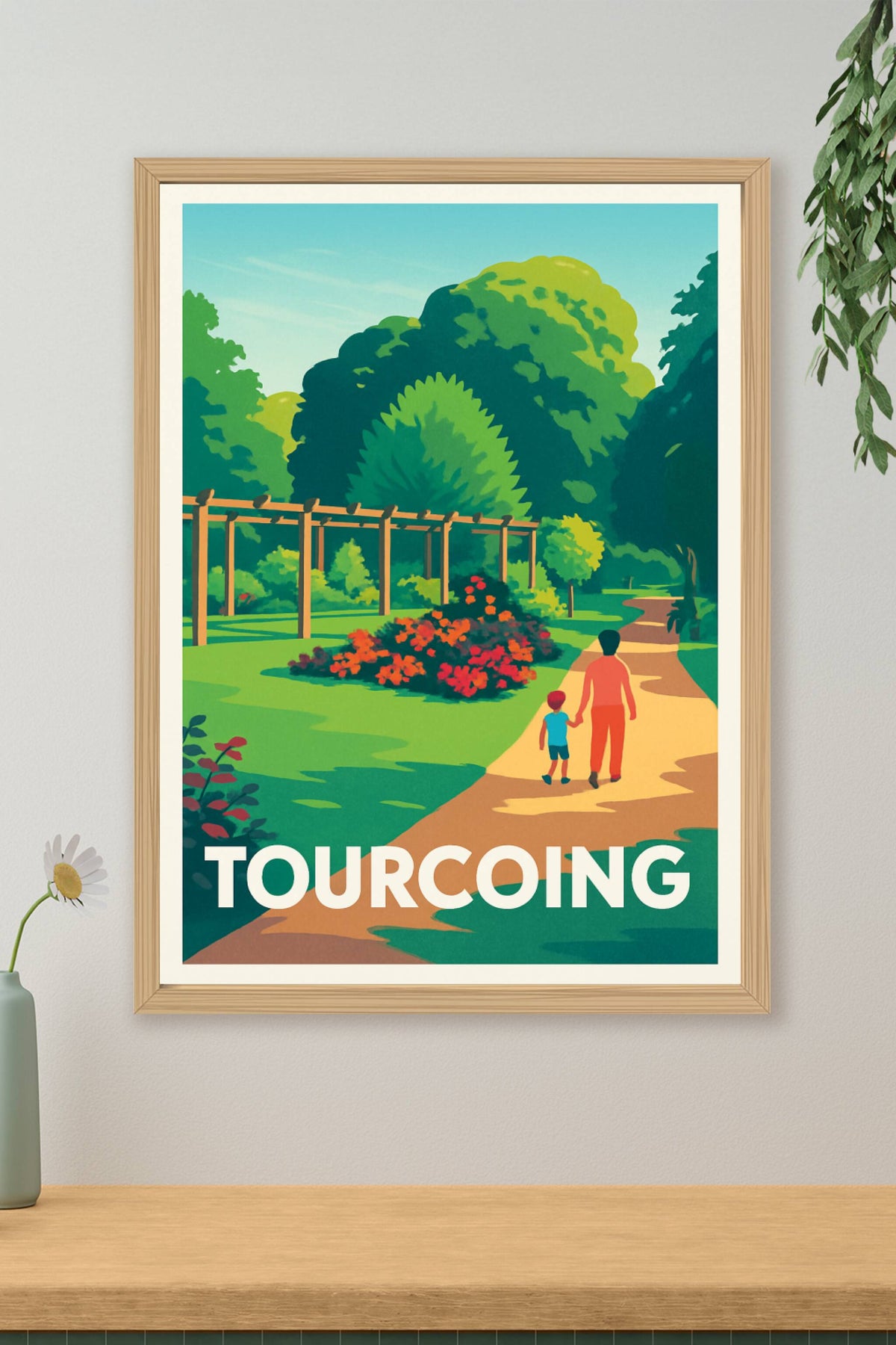 Affiche Tourcoing — Promenade bucolique au cœur de la nature · poster d'art de Tourcoing