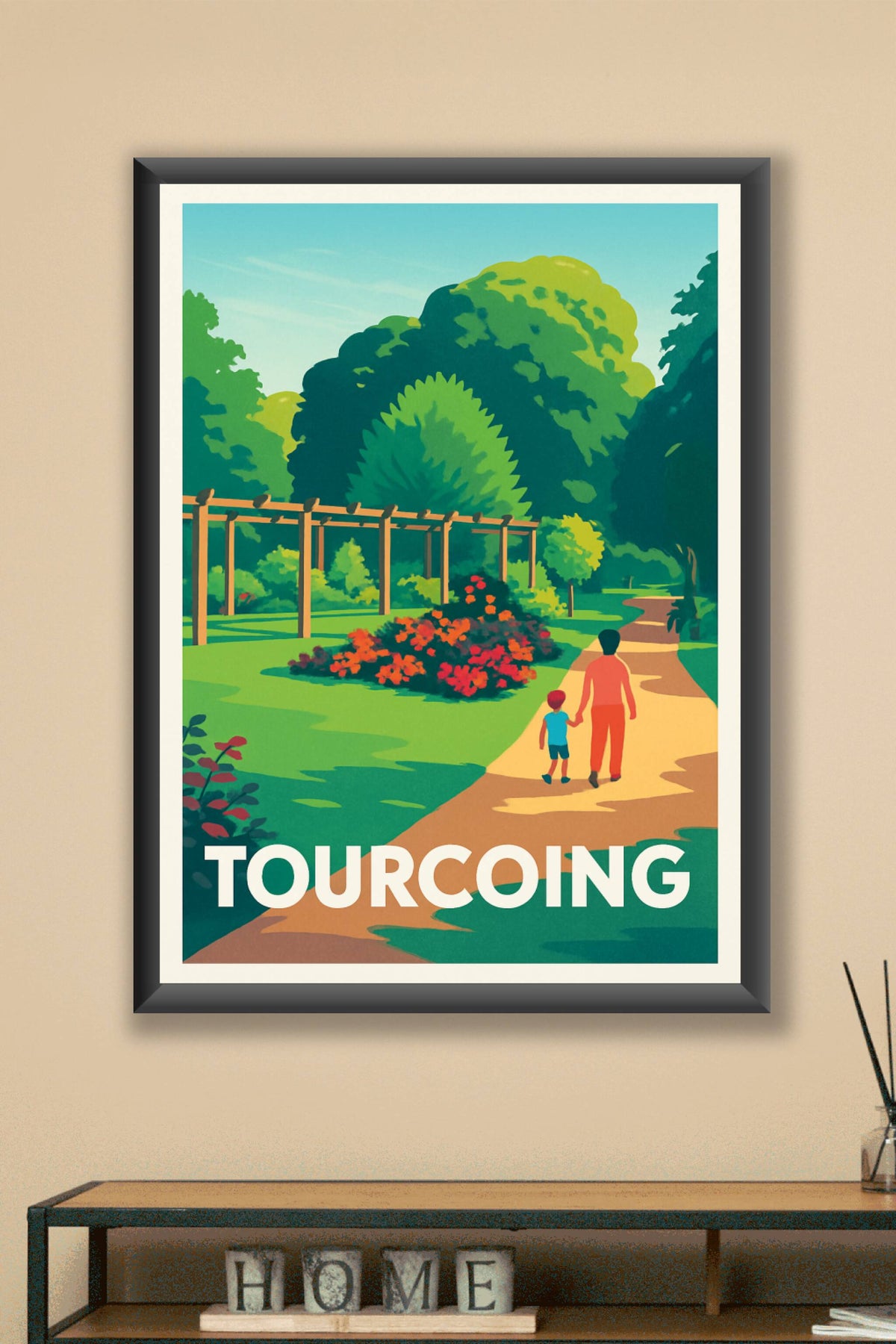 Affiche Tourcoing — Promenade bucolique au cœur de la nature · poster d'art de Tourcoing