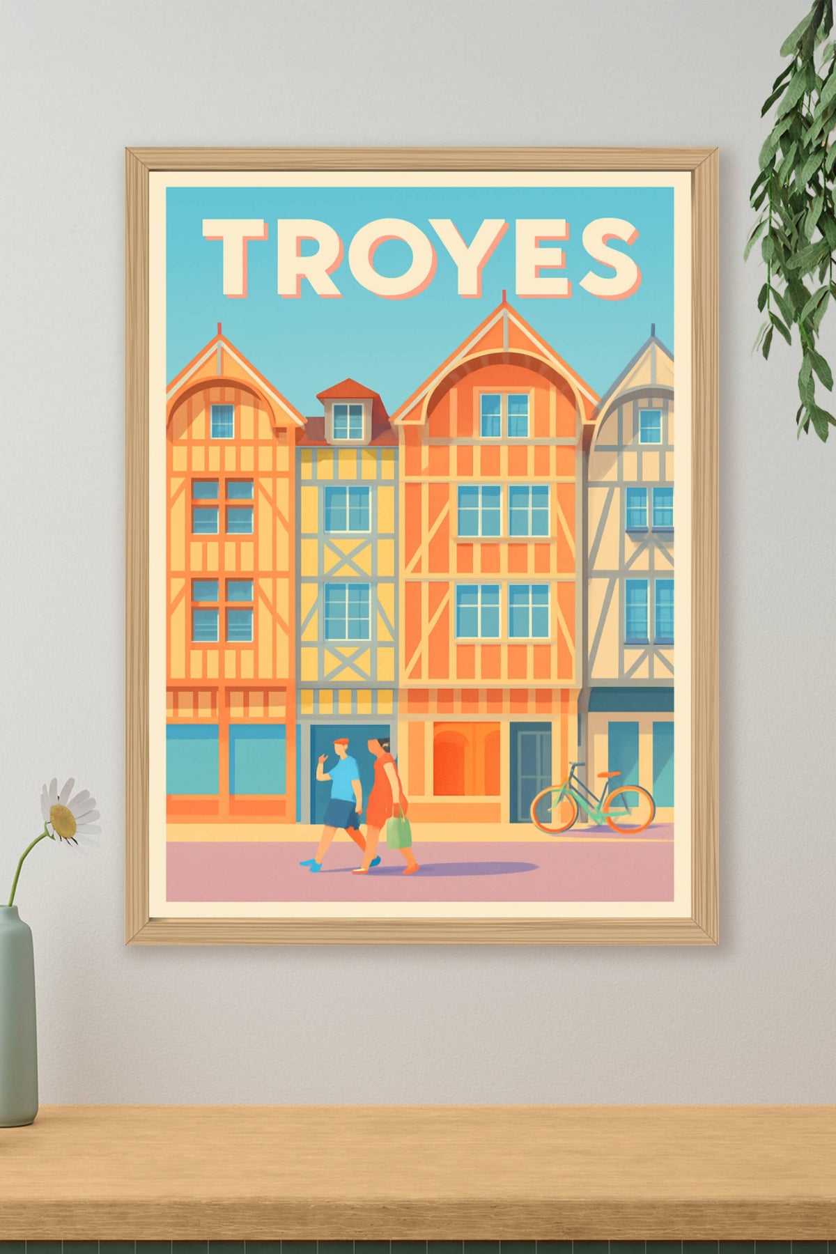Affiche Troyes — Charme et couleurs de la vieille ville · poster d'art de Troyes
