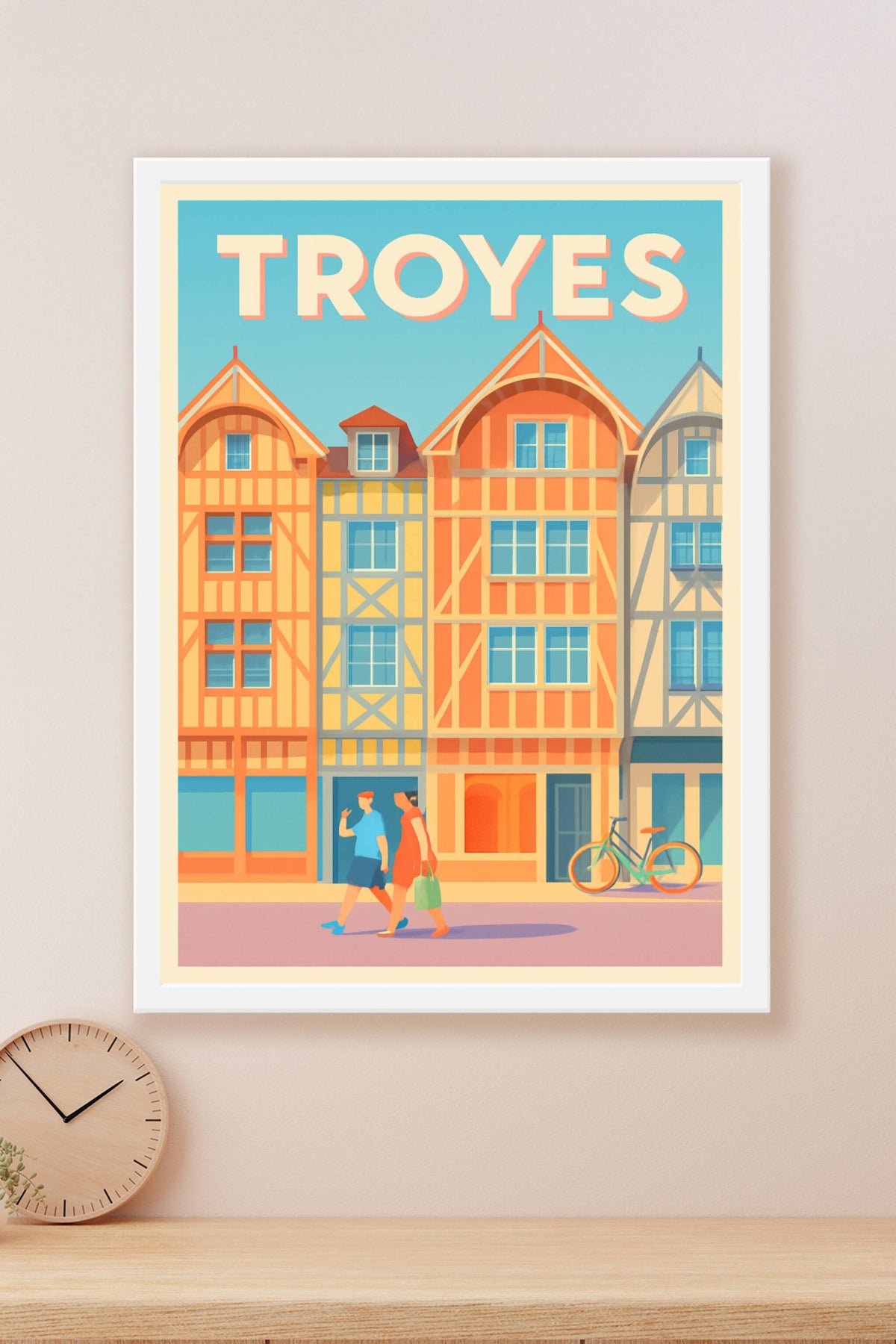 Affiche Troyes — Charme et couleurs de la vieille ville · poster d'art de Troyes