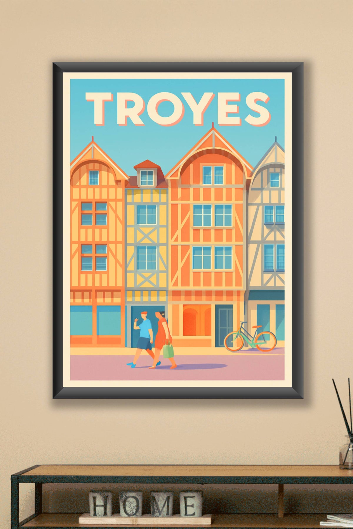Affiche Troyes — Charme et couleurs de la vieille ville · poster d'art de Troyes