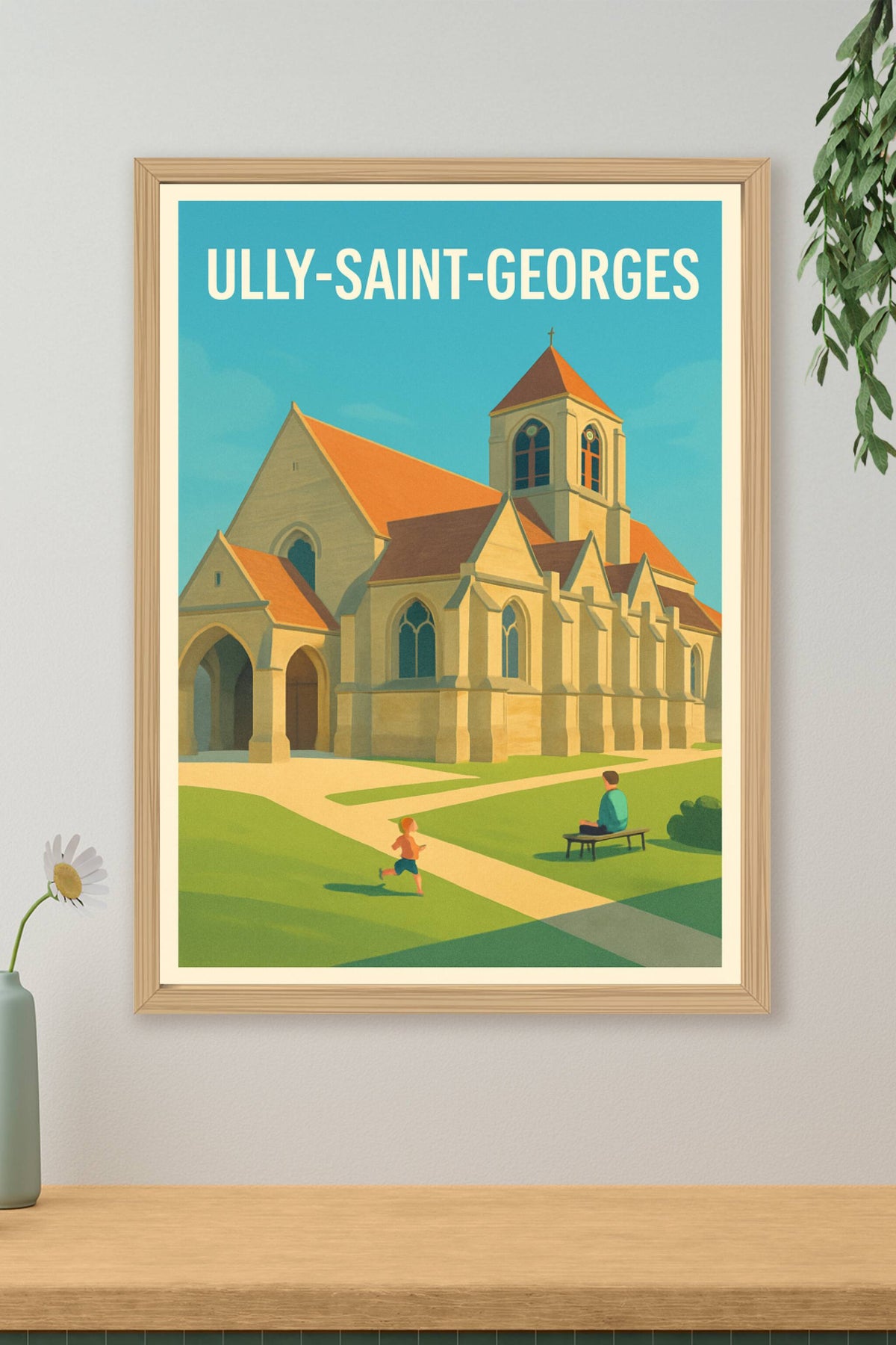 Affiche Ully-Saint-Georges — Charme et sérénité d'une église authentique · poster d'art de Ully-Saint-Georges