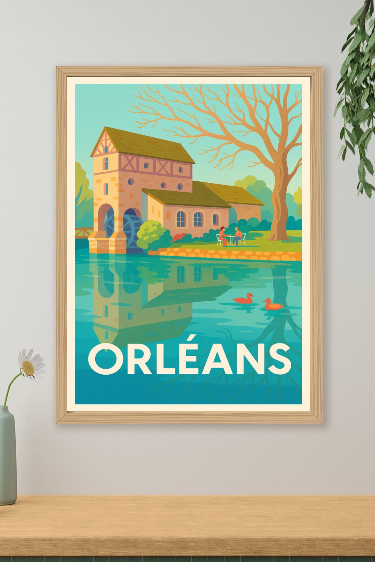 Affiche Orléans — Charme bucolique au fil de l'eau · poster d'art de Orléans