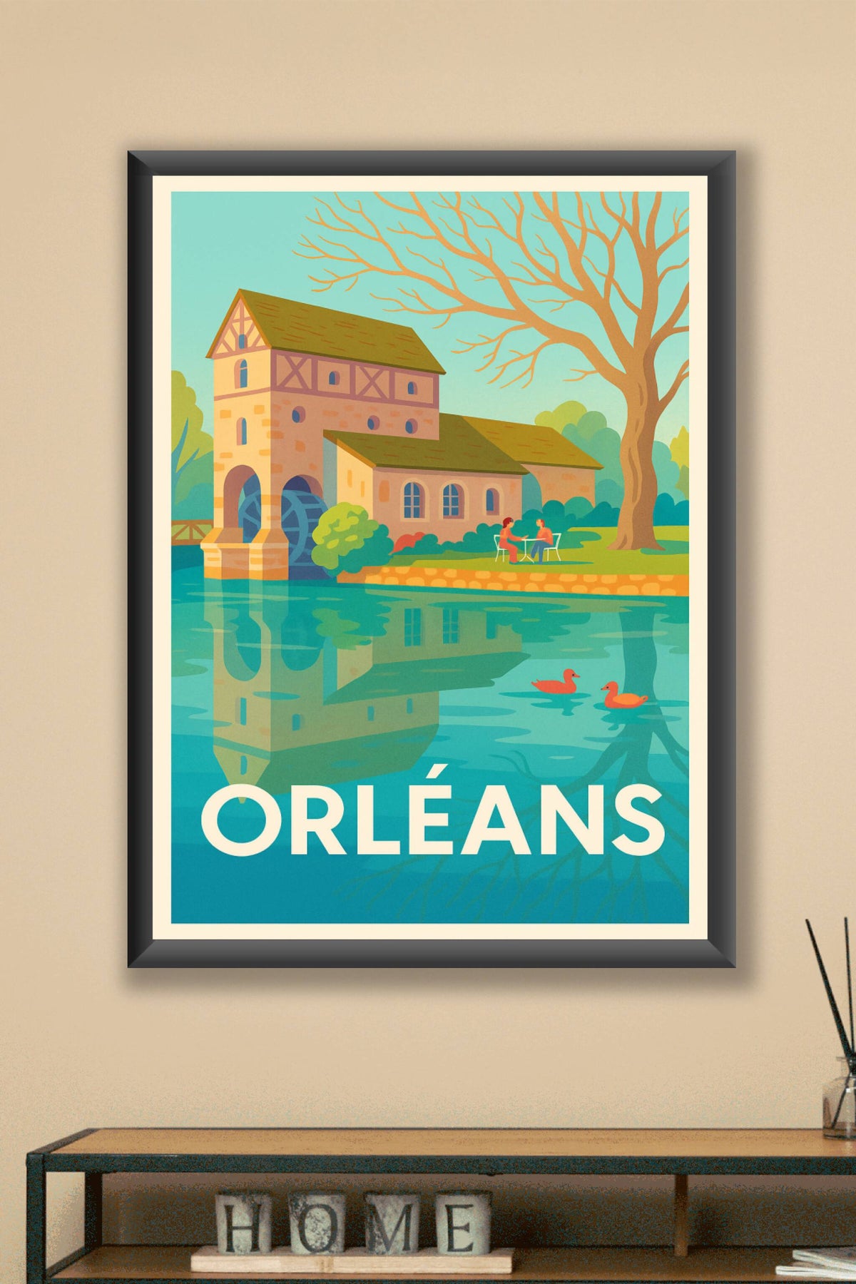 Affiche Orléans — Charme bucolique au fil de l'eau · poster d'art de Orléans