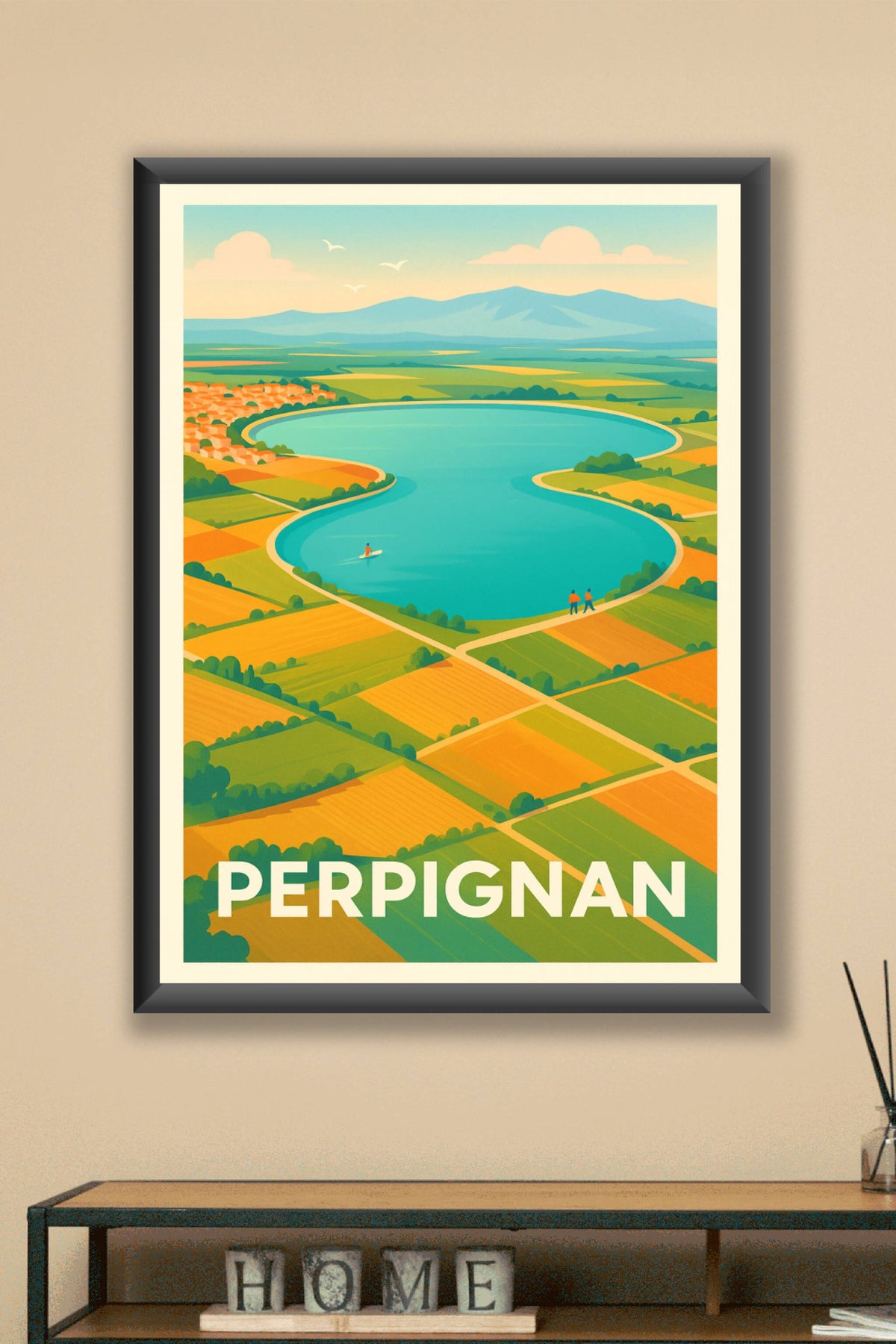 Affiche Perpignan — La sérénité autour de l'Étang · poster d'art de Perpignan