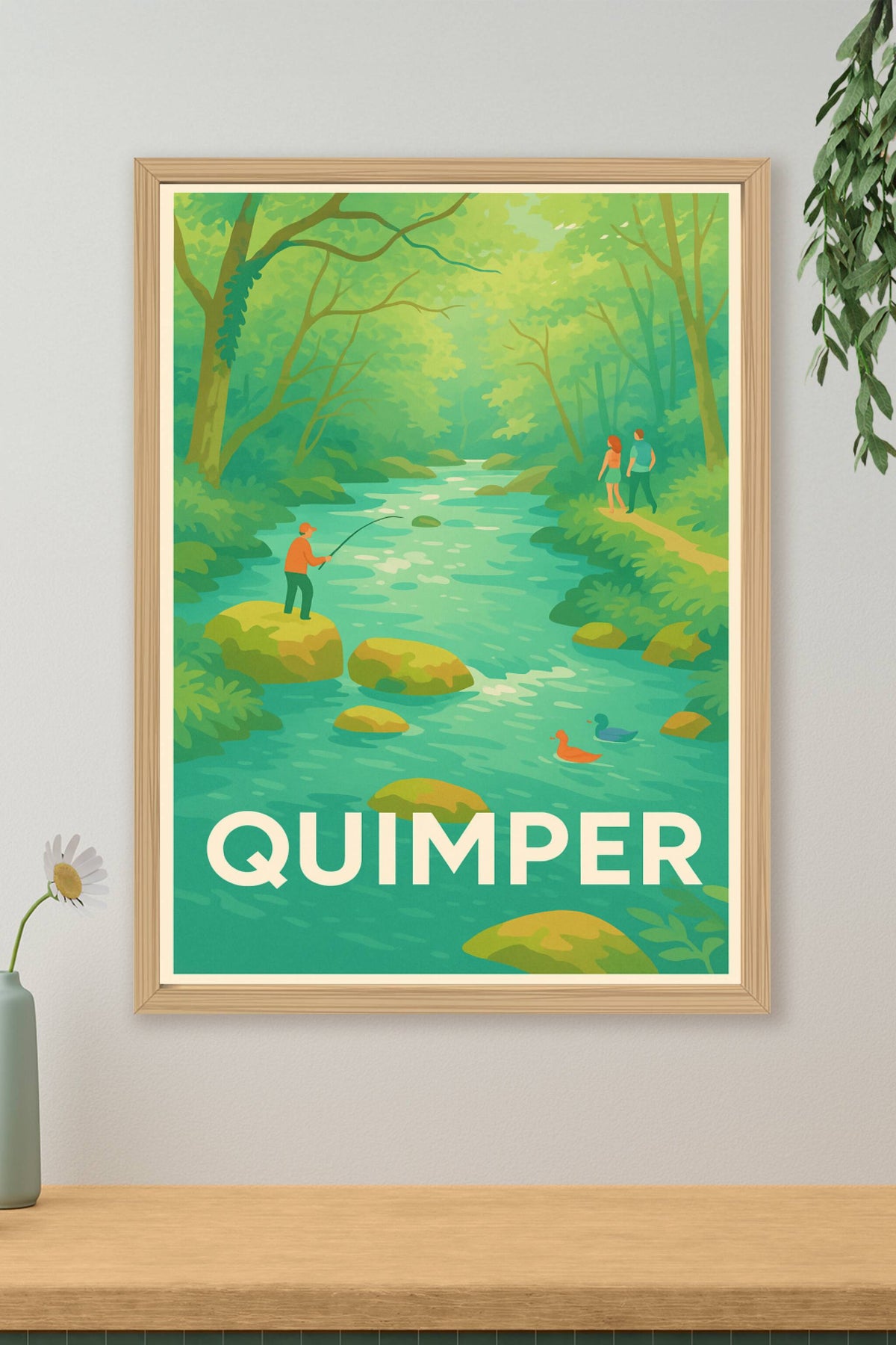 Affiche Quimper — Évasion bucolique au fil de l'eau · poster d'art de Quimper