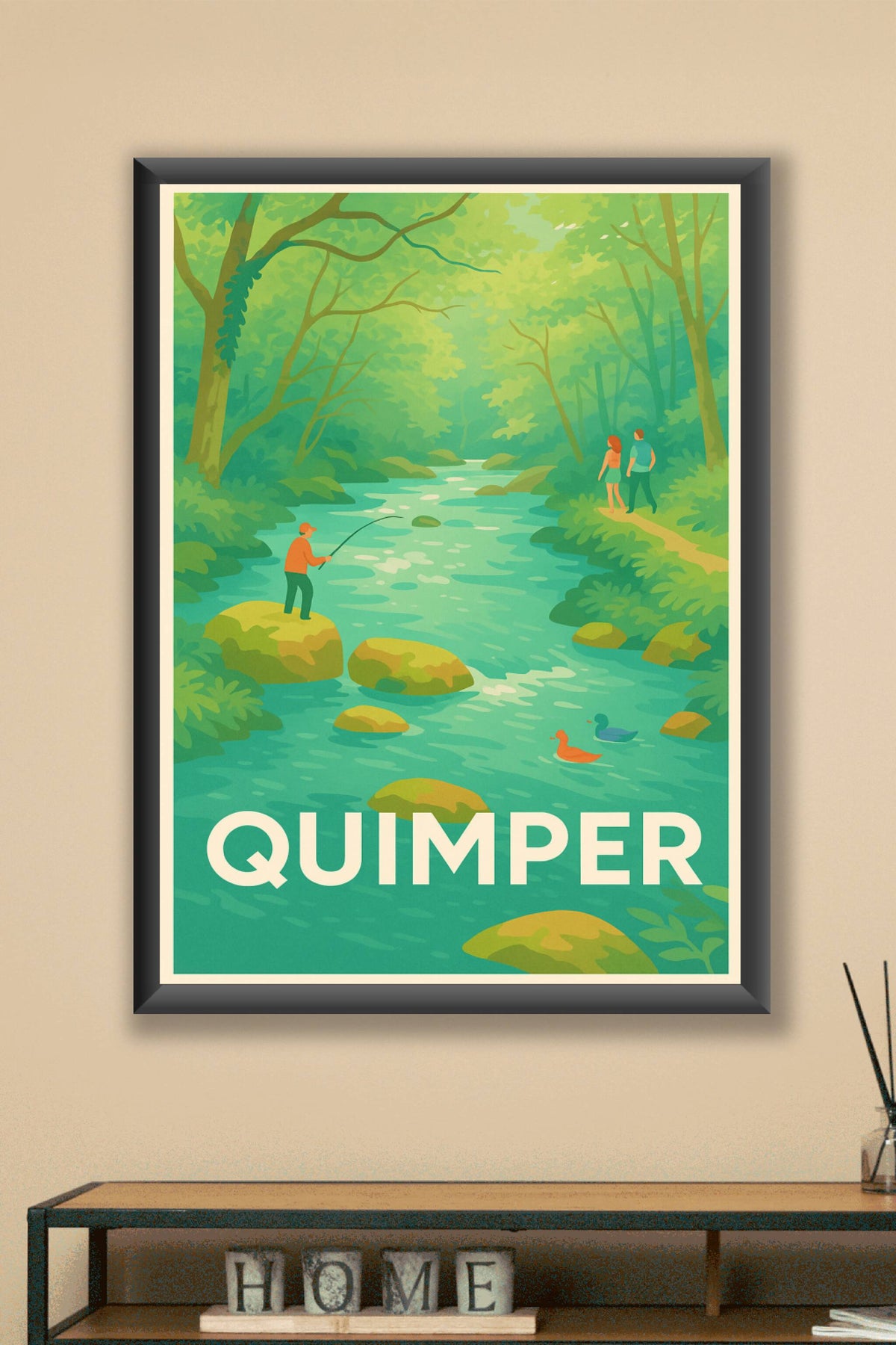 Affiche Quimper — Évasion bucolique au fil de l'eau · poster d'art de Quimper