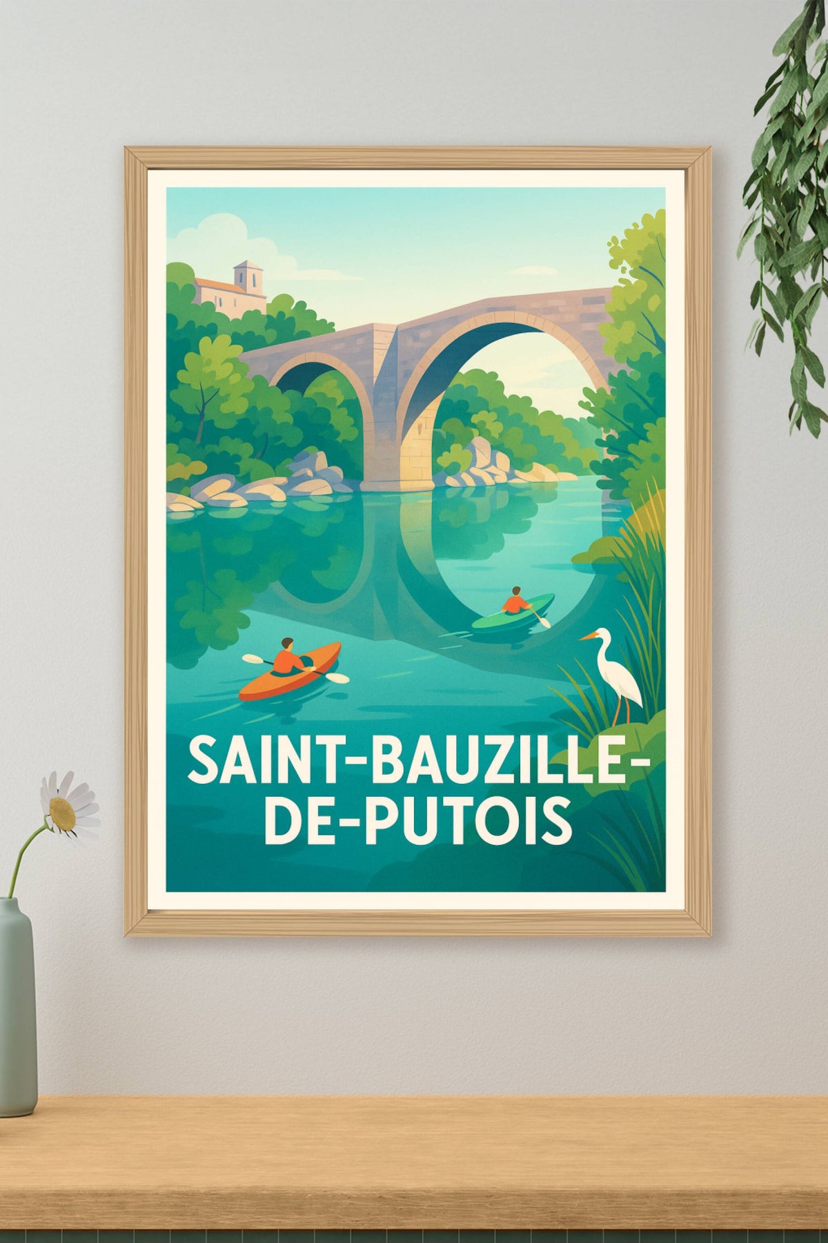 Affiche Saint-Bauzille-de-Putois — Tranquillité et nature au fil de l'eau · poster d'art de Saint-Bauzille-de-Putois