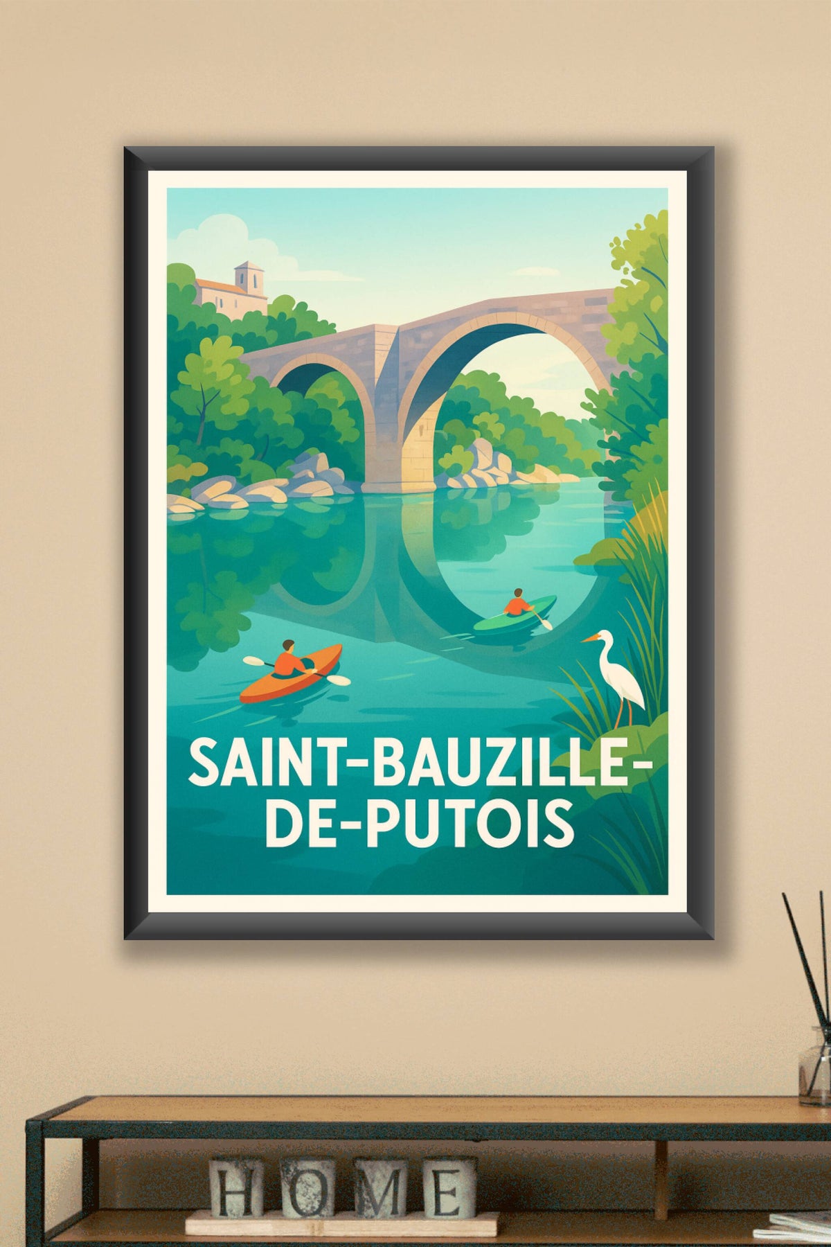 Affiche Saint-Bauzille-de-Putois — Tranquillité et nature au fil de l'eau · poster d'art de Saint-Bauzille-de-Putois