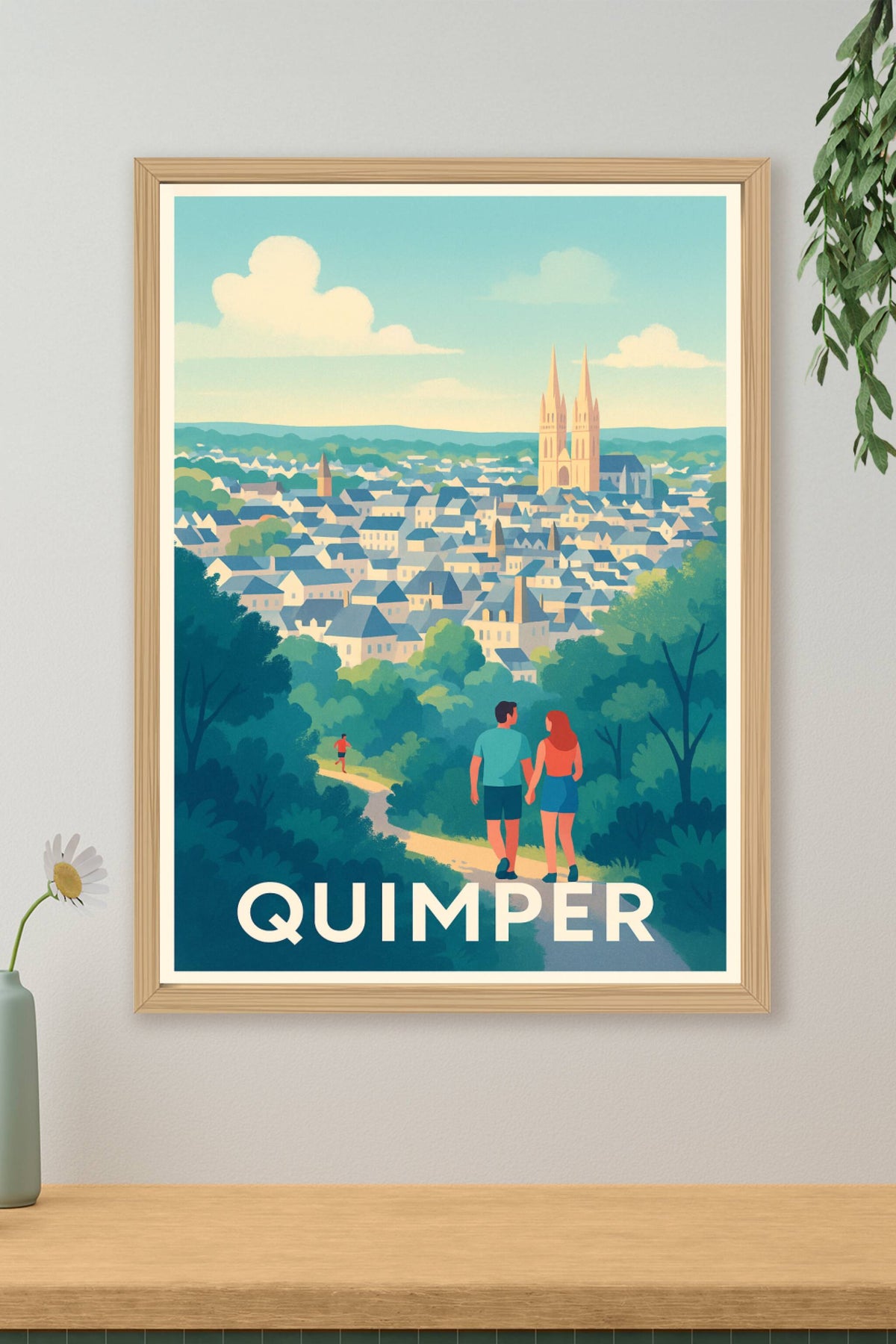 Affiche Quimper — Promenade romantique en Bretagne · poster d'art de Quimper