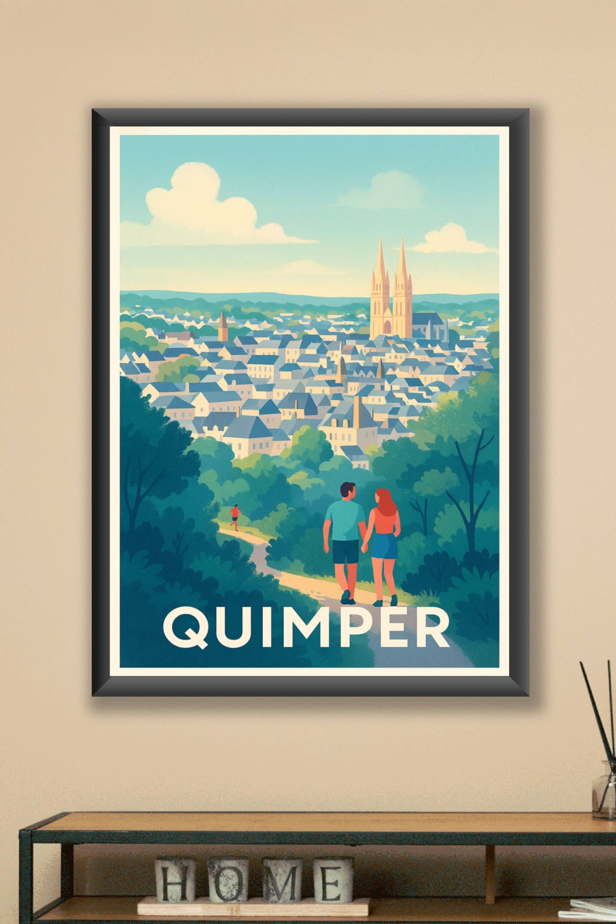 Affiche Quimper — Promenade romantique en Bretagne · poster d'art de Quimper