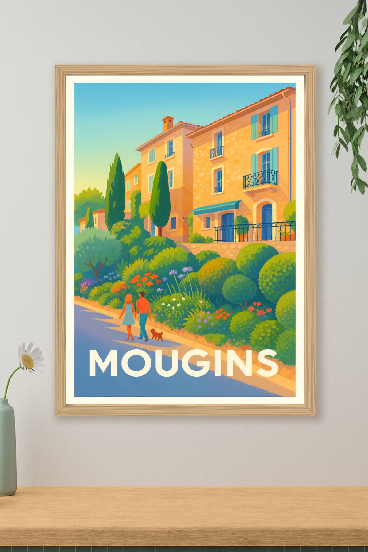 Affiche Mougins — Promenade ensoleillée au cœur de la Provence · poster d'art de Mougins