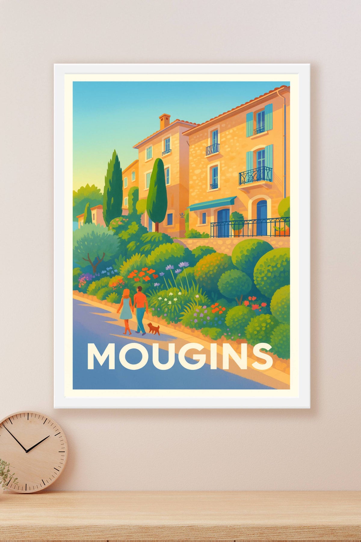 Affiche Mougins — Promenade ensoleillée au cœur de la Provence · poster d'art de Mougins