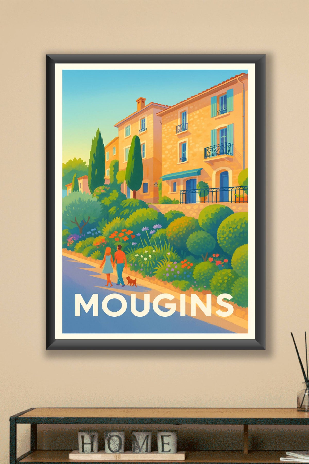 Affiche Mougins — Promenade ensoleillée au cœur de la Provence · poster d'art de Mougins