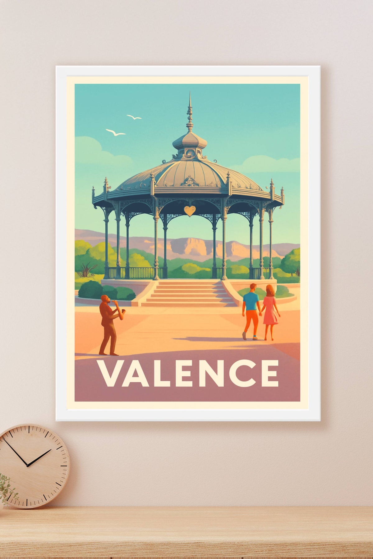 Affiche Valence — Charme romantique au kiosque Peynet · poster d'art de Valence