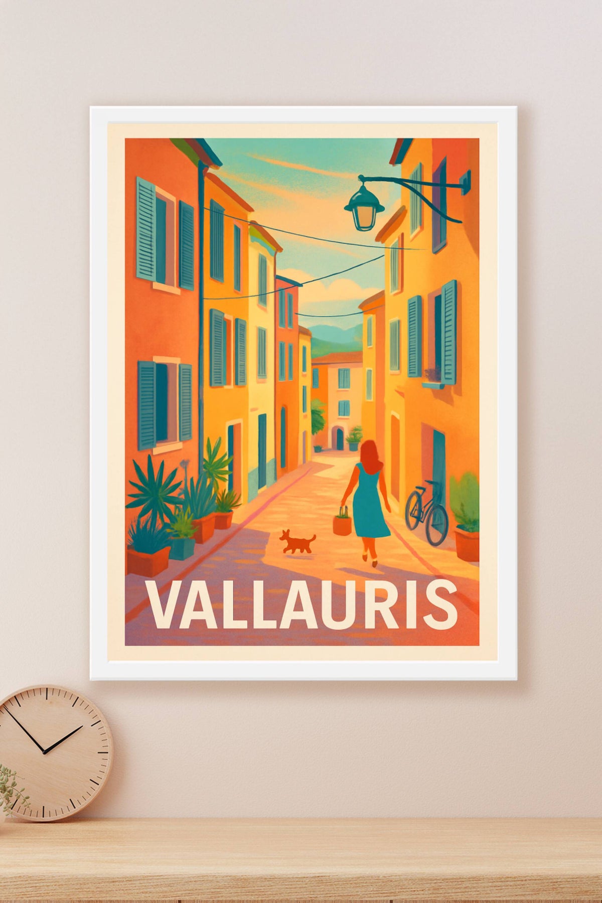 Affiche Vallauris — Promenade ensoleillée au cœur de la ville · poster d'art de Vallauris
