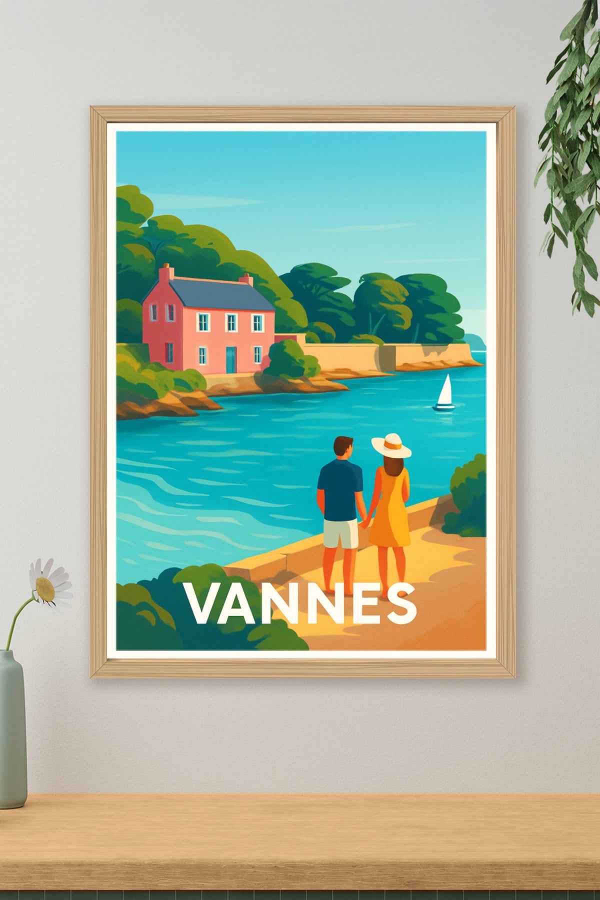 Affiche Vannes — Escapade romantique au bord de l'eau · poster d'art de Vannes