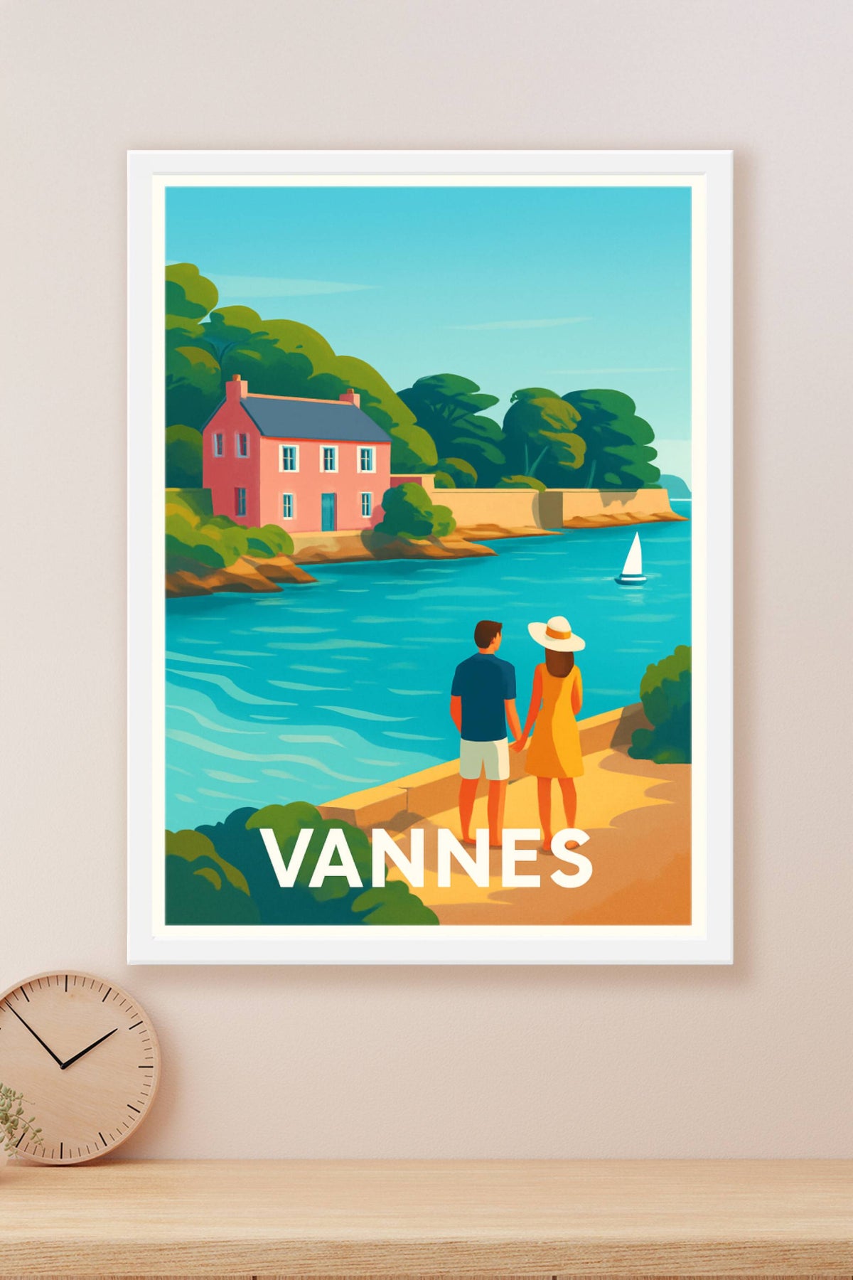 Affiche Vannes — Escapade romantique au bord de l'eau · poster d'art de Vannes