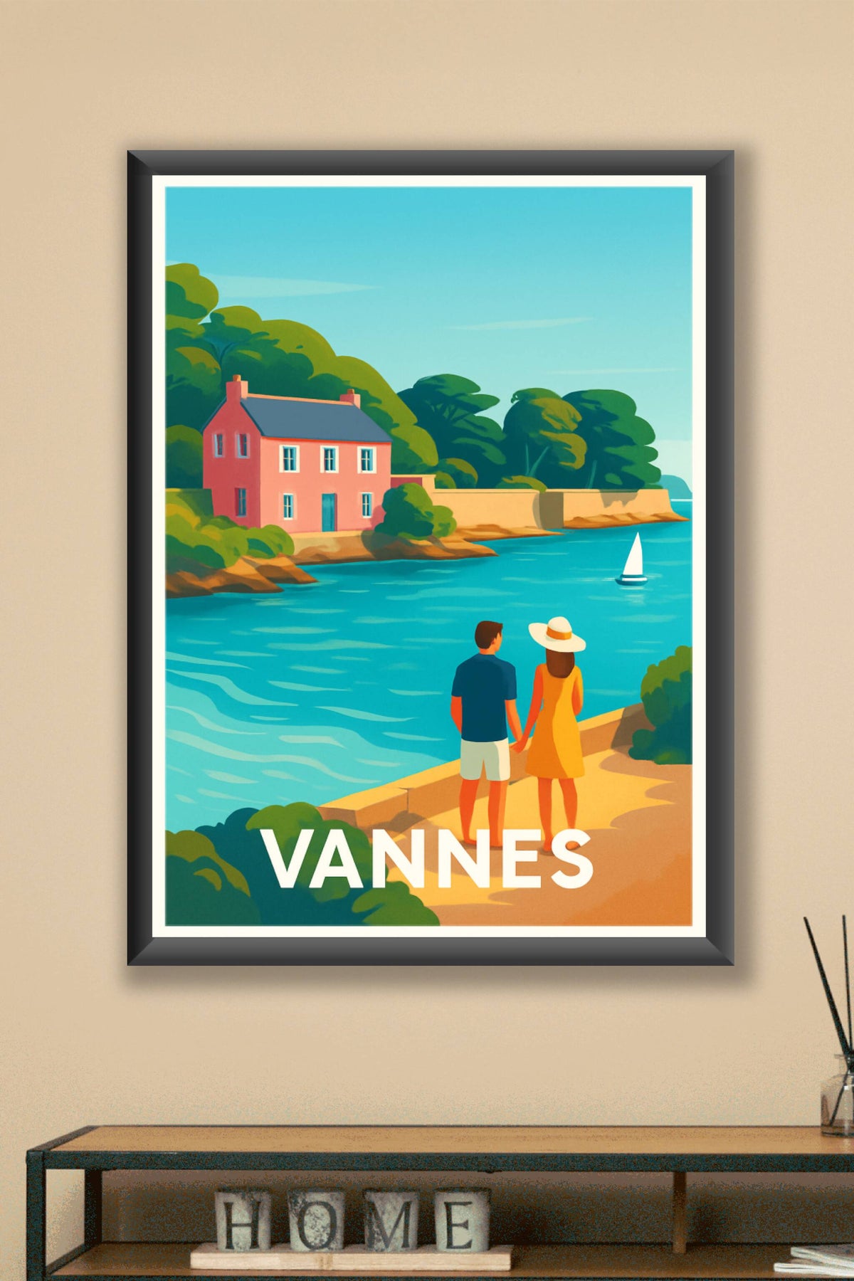 Affiche Vannes — Escapade romantique au bord de l'eau · poster d'art de Vannes