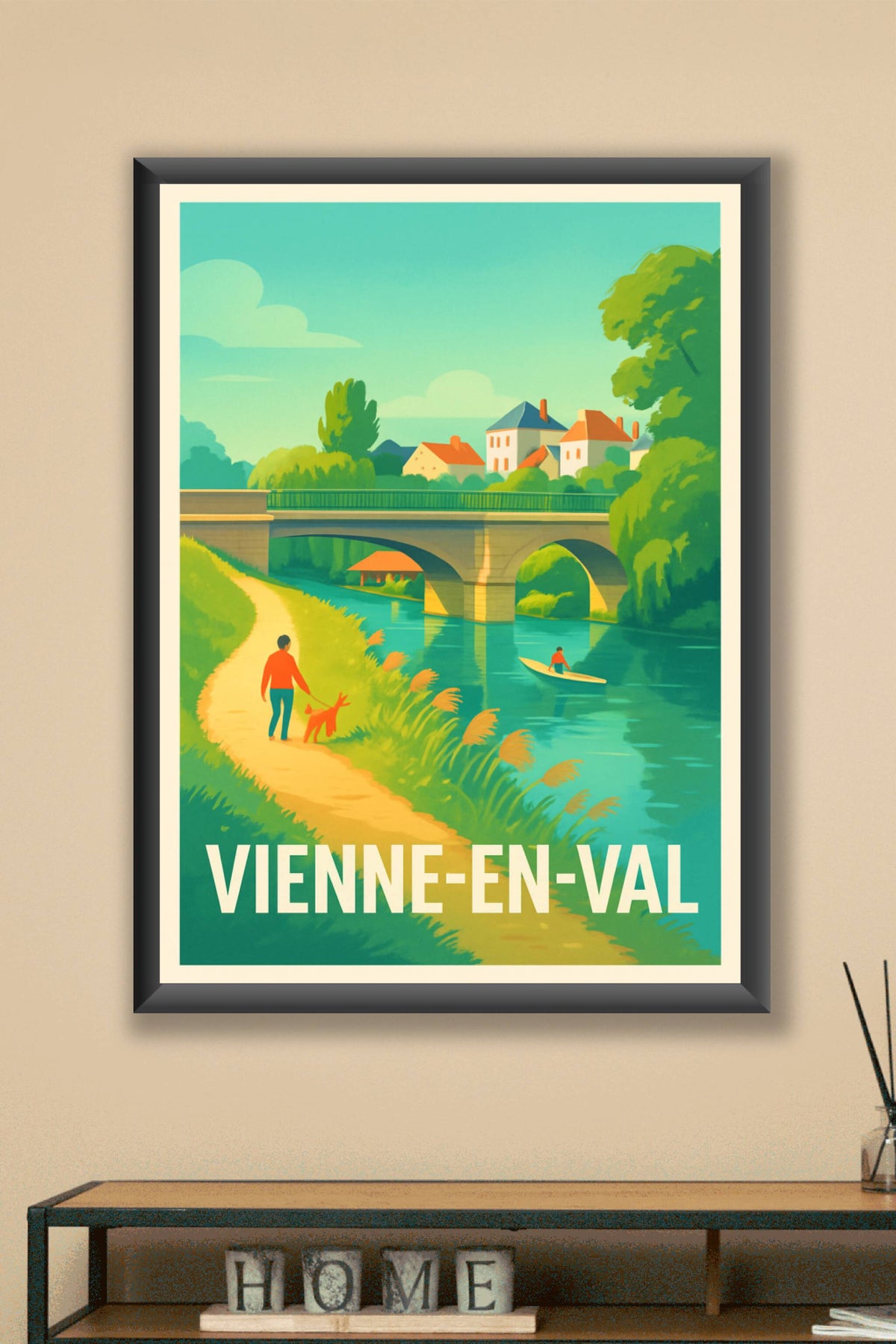 Affiche Vienne-en-Val — Sérénité au fil de la rivière · poster d'art de Vienne-en-Val