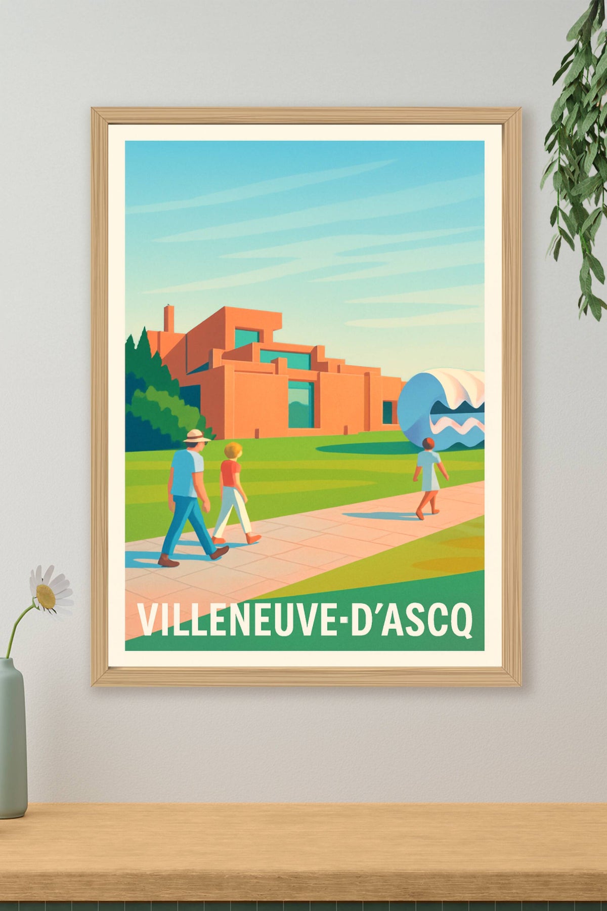 Affiche Villeneuve-d'Ascq — Architecture et espace vert en harmonie · poster d'art de Villeneuve-d'Ascq
