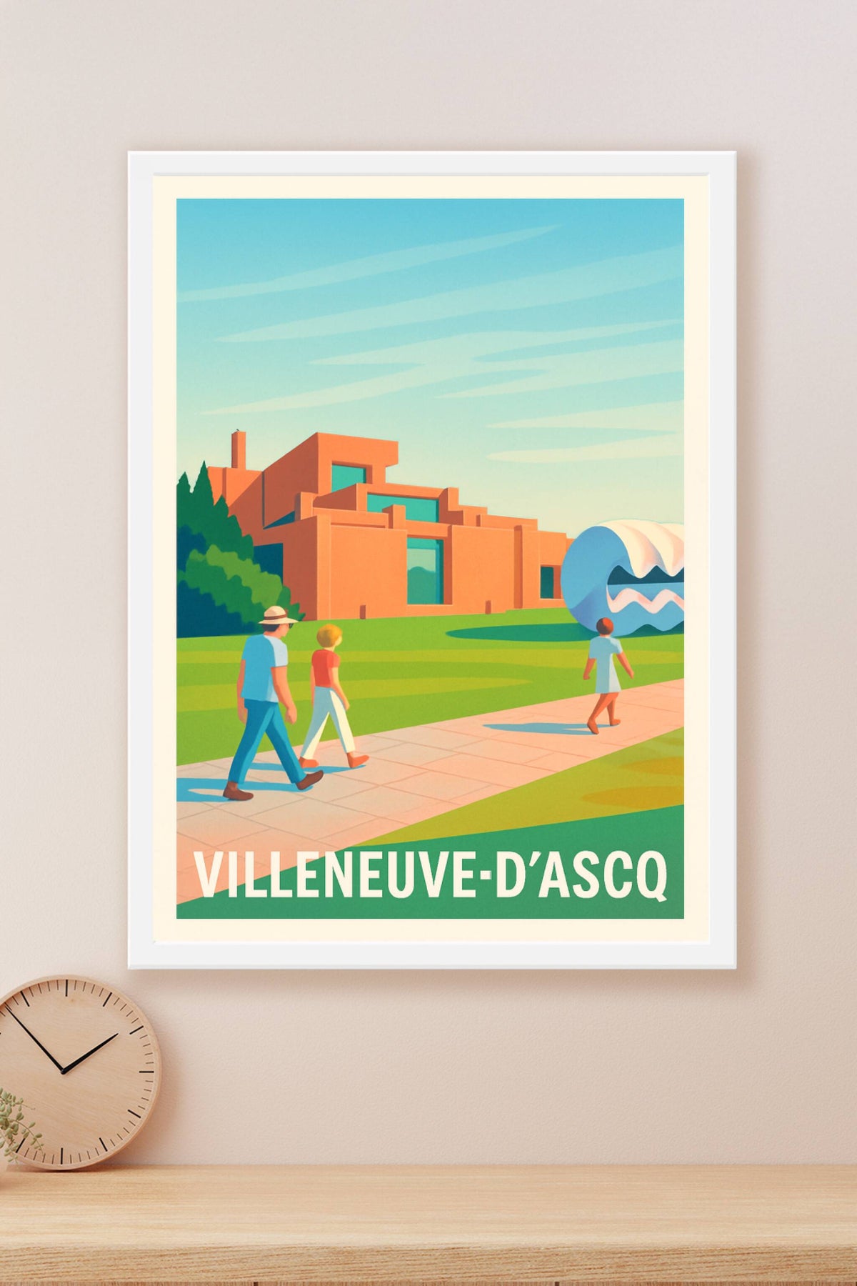 Affiche Villeneuve-d'Ascq — Architecture et espace vert en harmonie · poster d'art de Villeneuve-d'Ascq