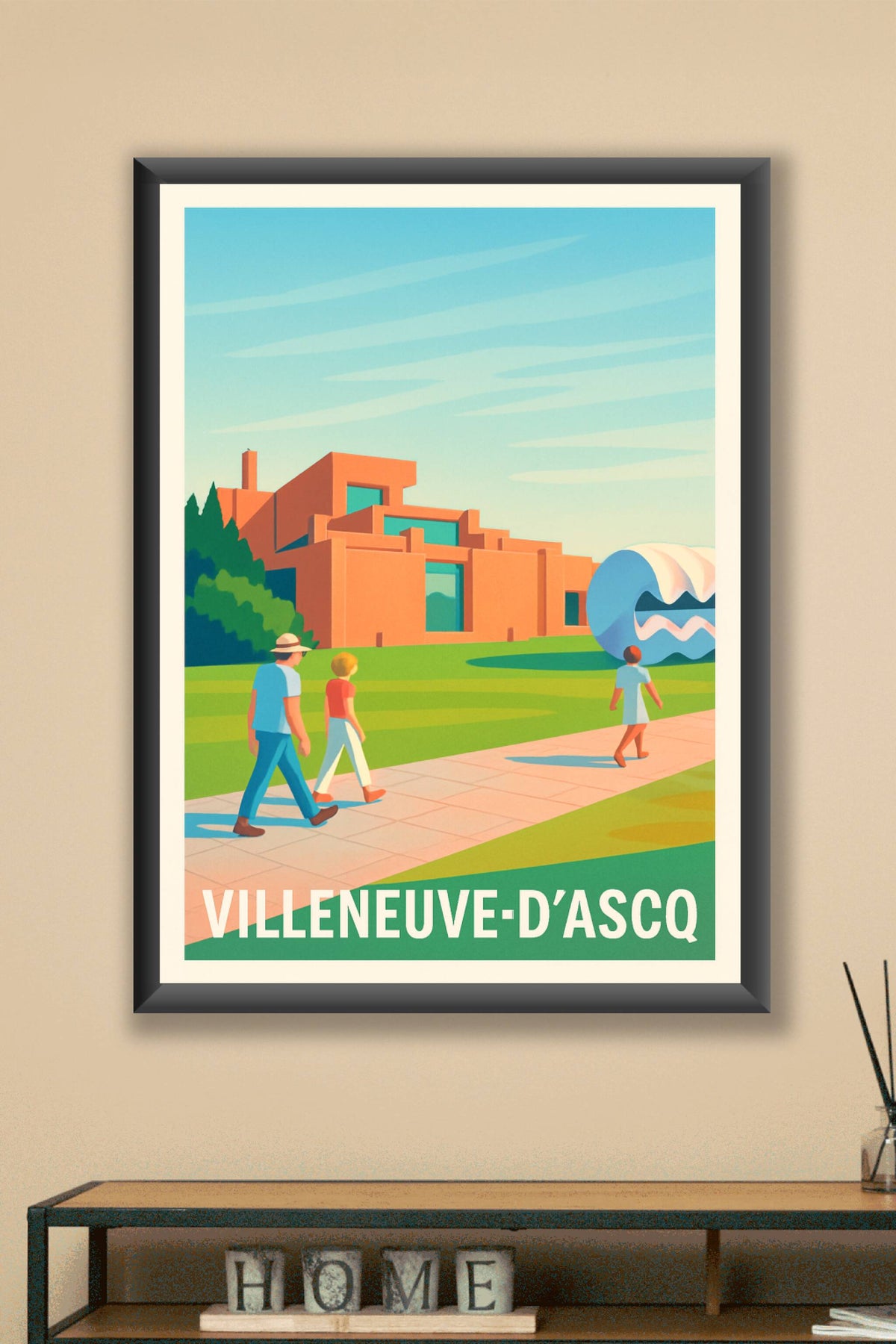 Affiche Villeneuve-d'Ascq — Architecture et espace vert en harmonie · poster d'art de Villeneuve-d'Ascq