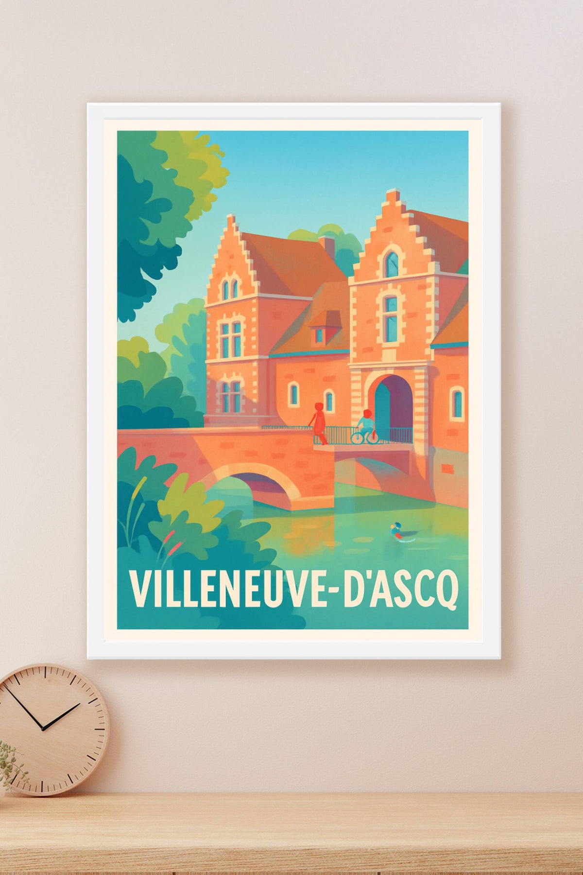 Affiche Villeneuve-d'Ascq — Charme et sérénité au fil de l'eau · poster d'art de Villeneuve-d'Ascq