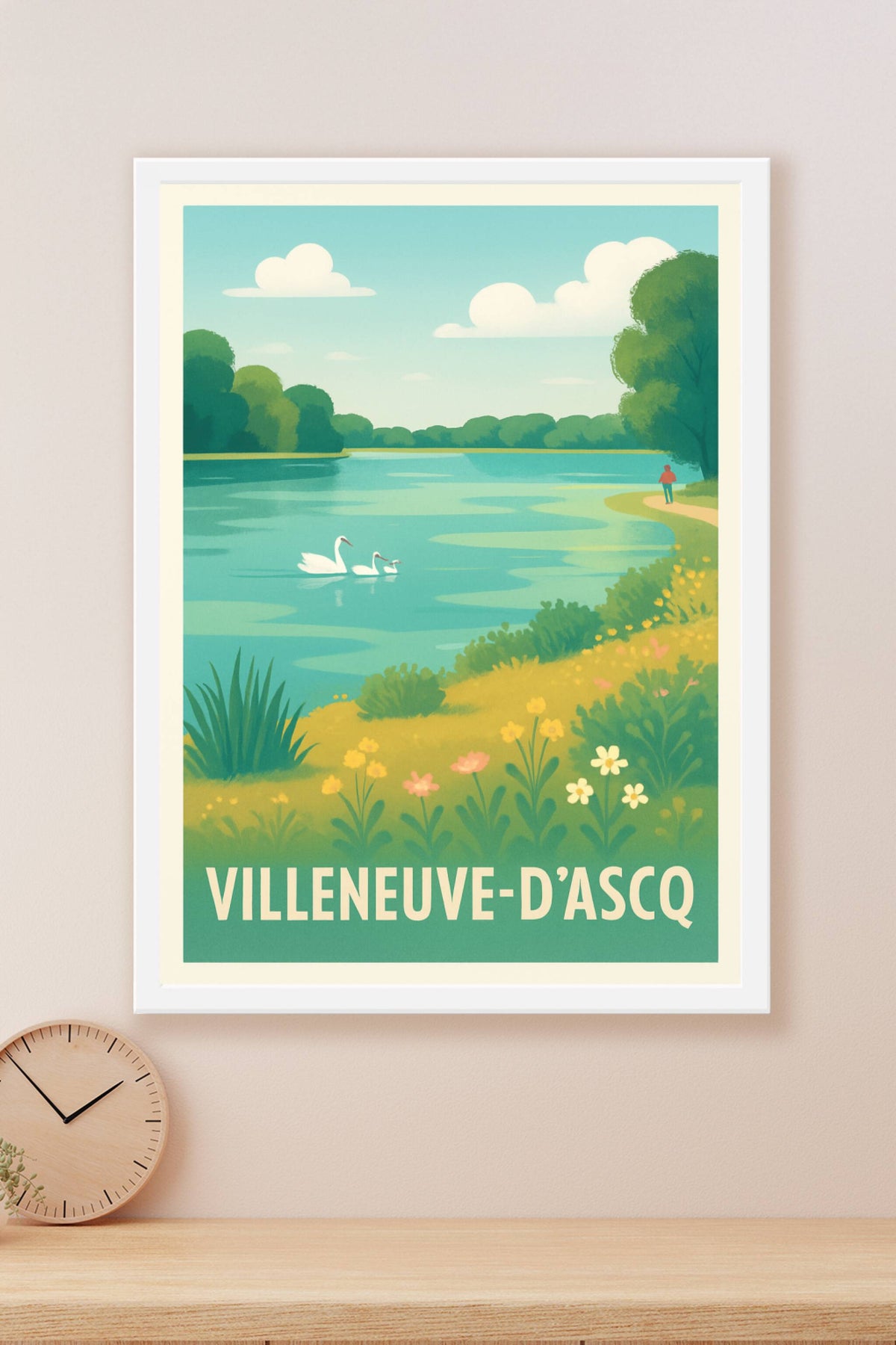 Affiche Villeneuve-d'Ascq — Sérénité au bord de l'eau · poster d'art de Villeneuve-d'Ascq