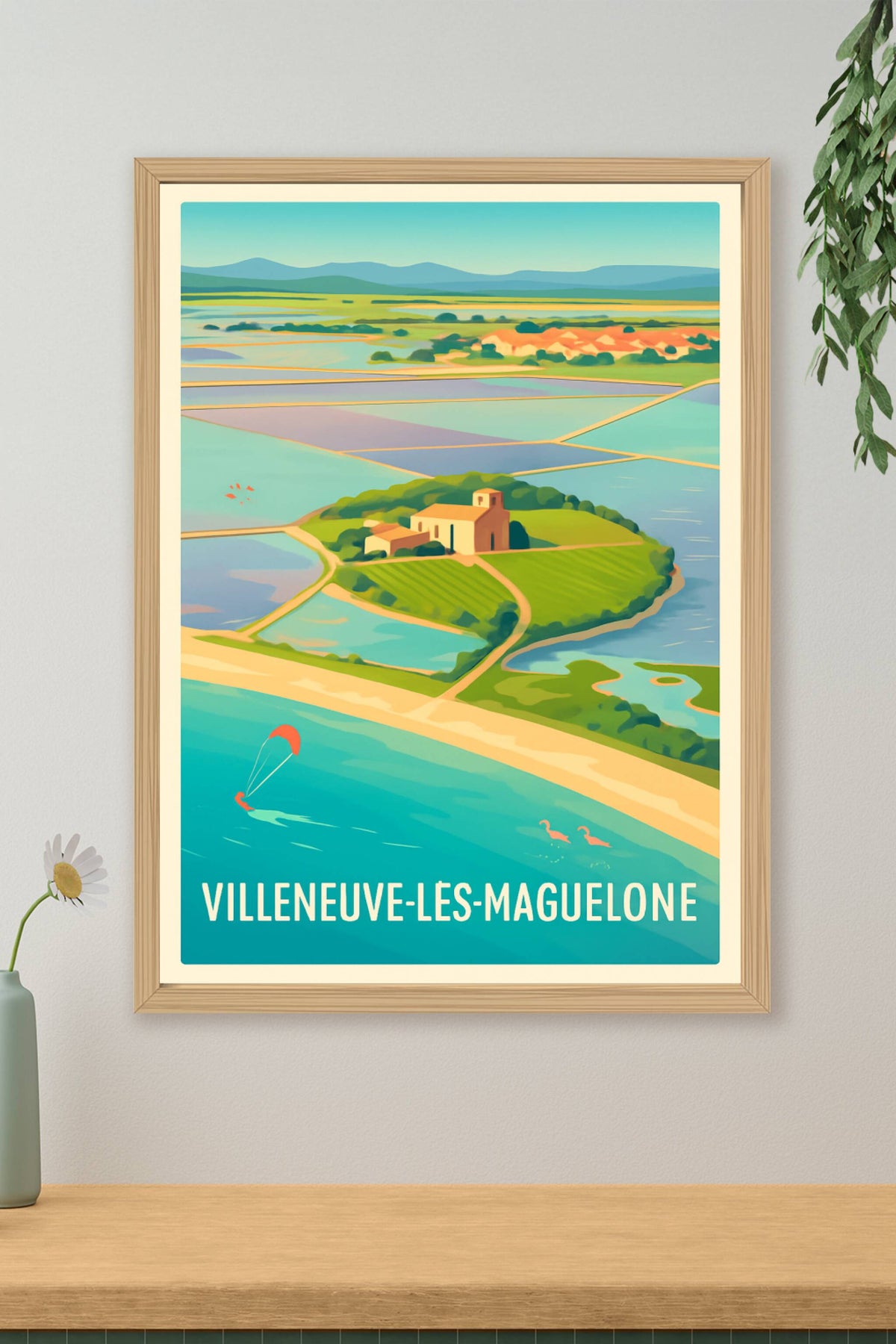 Affiche Villeneuve-lès-Maguelone — Évasion nature et bord de mer · poster d'art de Villeneuve-lès-Maguelone