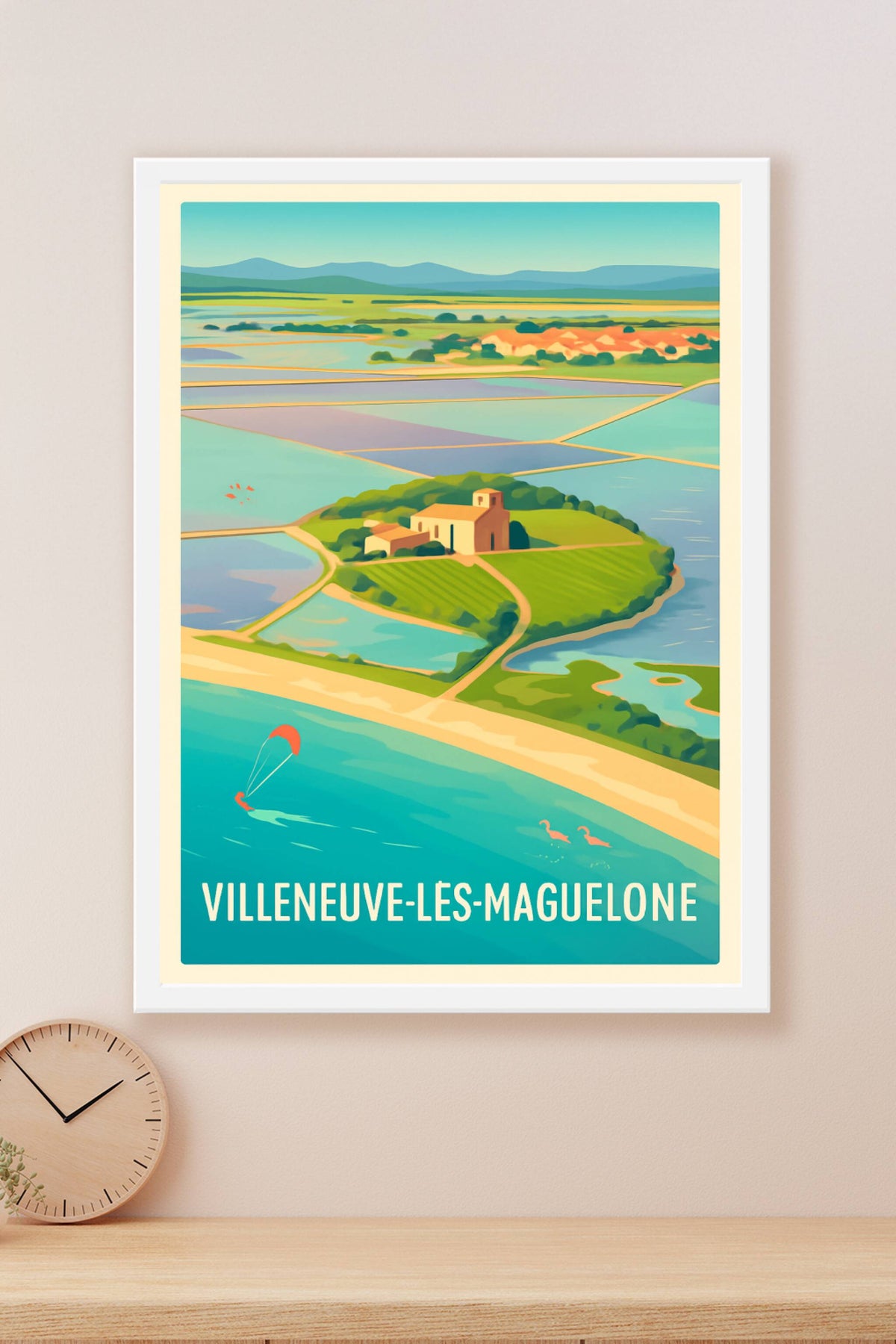 Affiche Villeneuve-lès-Maguelone — Évasion nature et bord de mer · poster d'art de Villeneuve-lès-Maguelone