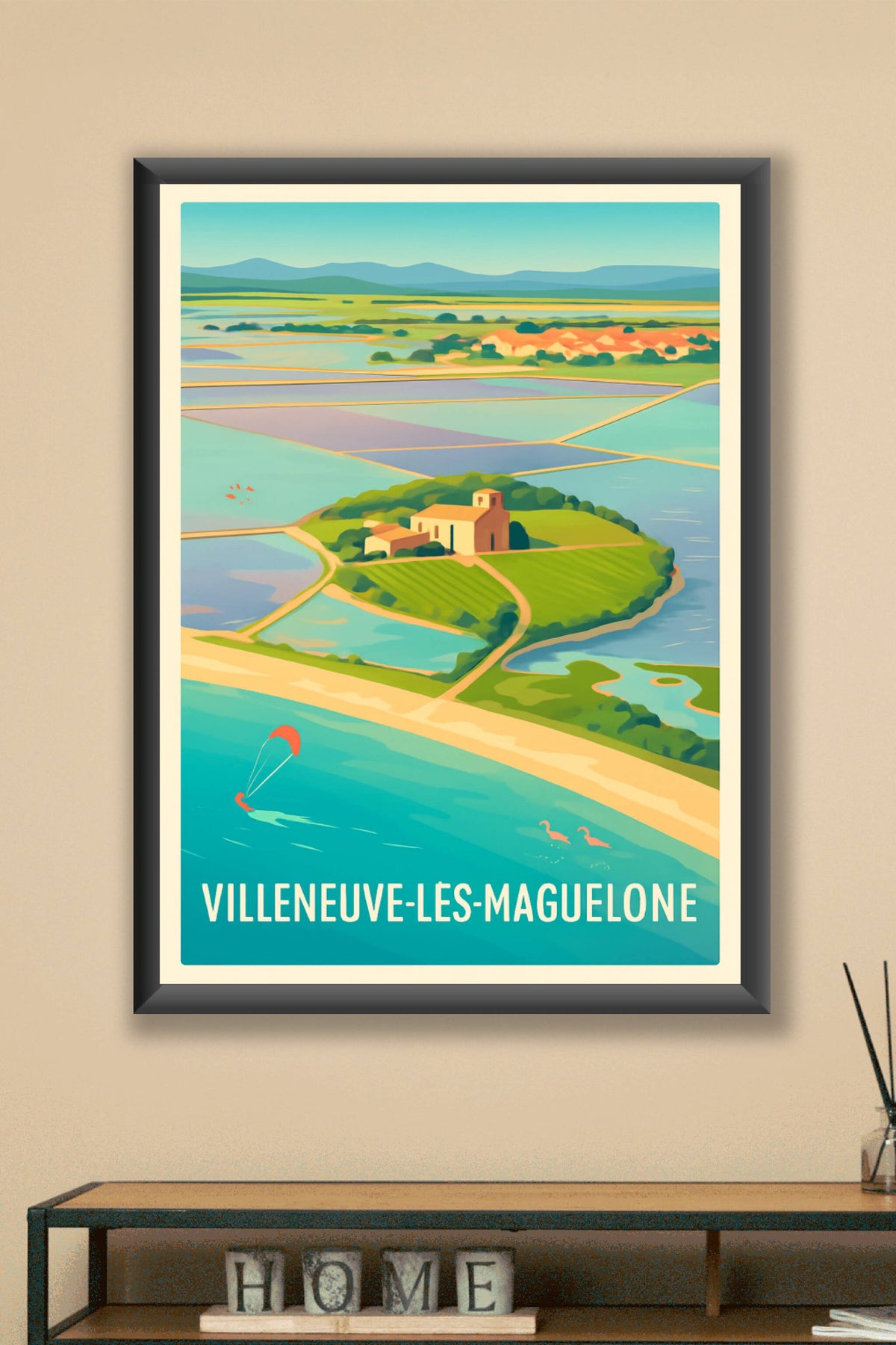 Affiche Villeneuve-lès-Maguelone — Évasion nature et bord de mer · poster d'art de Villeneuve-lès-Maguelone