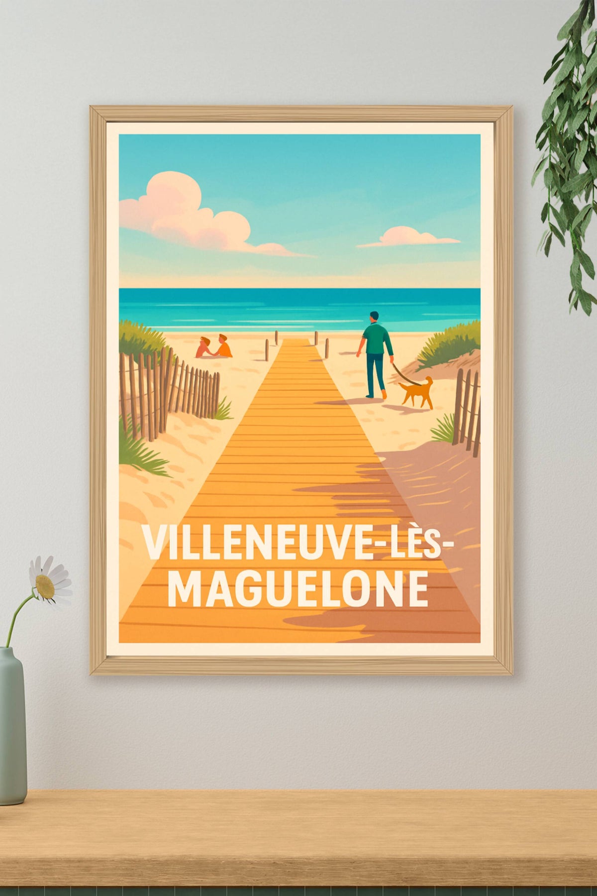 Affiche Villeneuve-lès-Maguelone — Invitation à la sérénité balnéaire · poster d'art de Villeneuve-lès-Maguelone