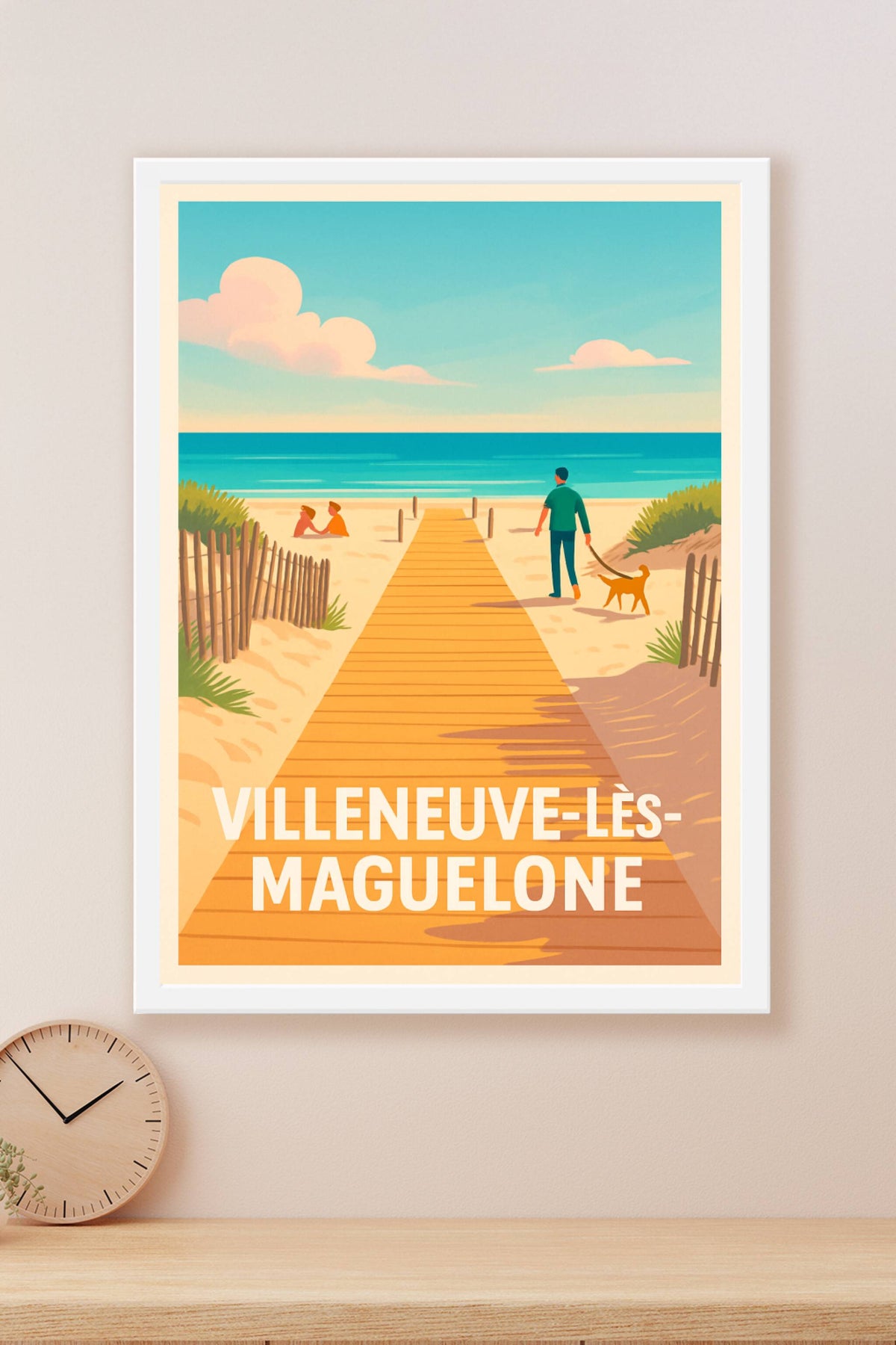 Affiche Villeneuve-lès-Maguelone — Invitation à la sérénité balnéaire · poster d'art de Villeneuve-lès-Maguelone